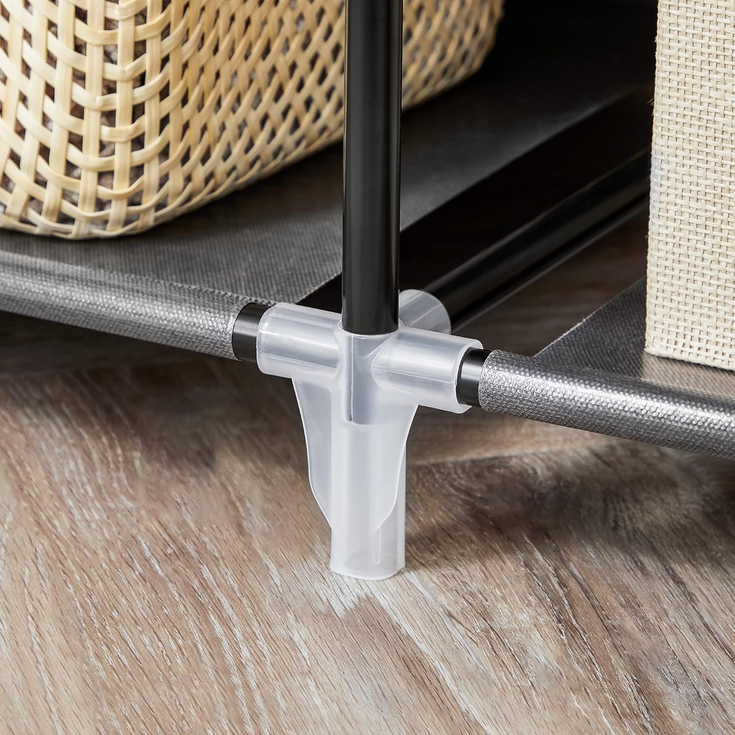 SONGMICS - armoire tissu série LSF03H - 45x150x175 cm - 12 compartiments, cadre métal noir, penderie LSF03H