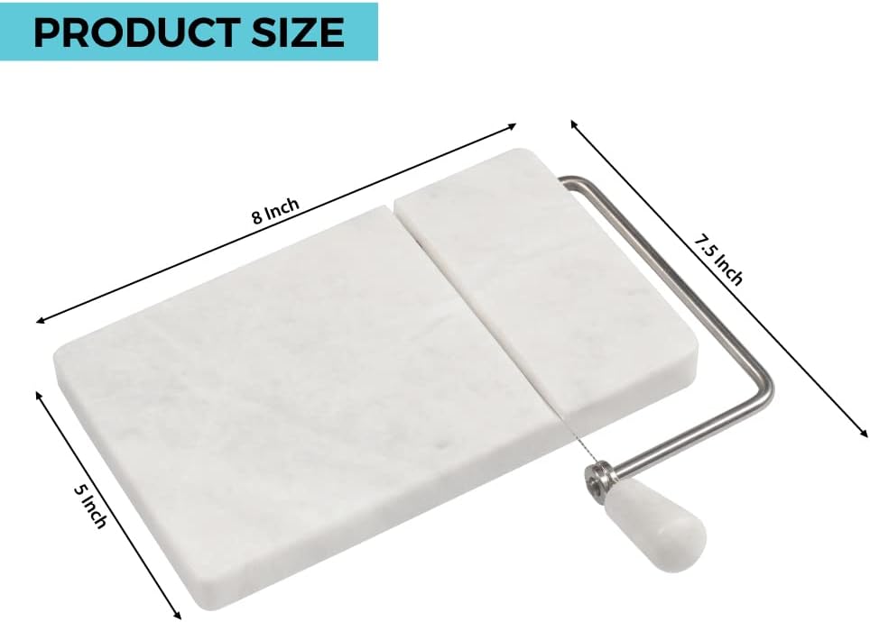 Radicaln - trancheuse à fromage marbre blanc, 20,3x12,7cm, 4 fils