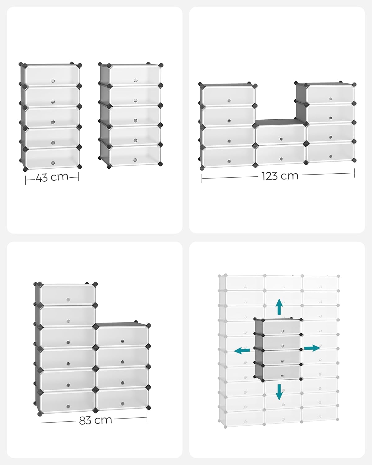 SONGMICS - Meuble à chaussures 10 compartiments, 20 paires, porte, malliet, gris LPC010G01