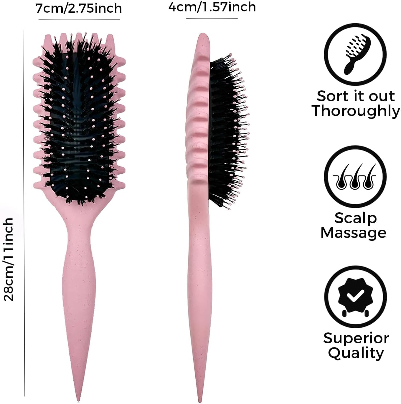 Brosse à boucler - modèle boucles défini - 28cm - réduit frisottis, fixe et modèle