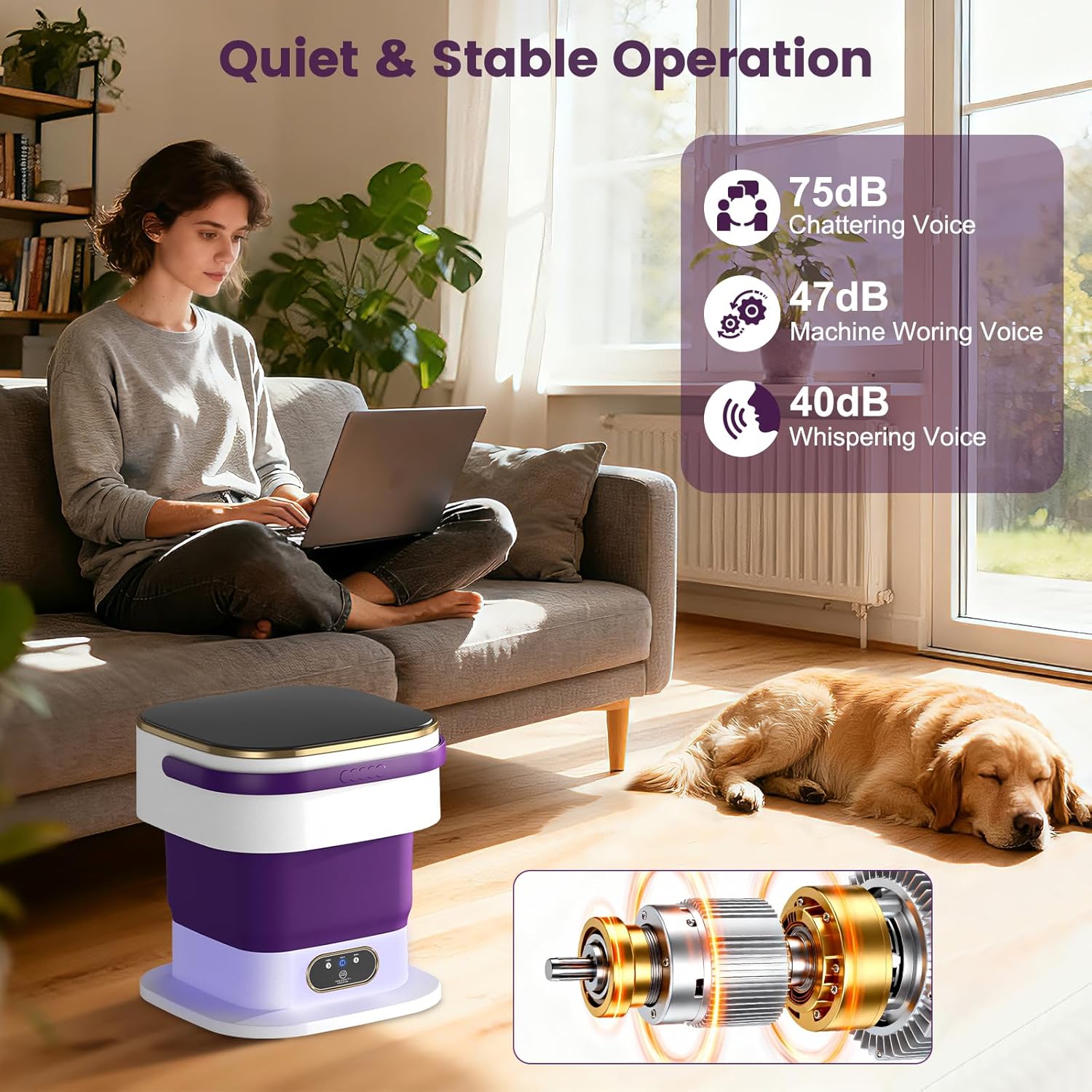 Mini Machine à Laver - 15L portable 2 en 1, essorage, 3 modes, violet