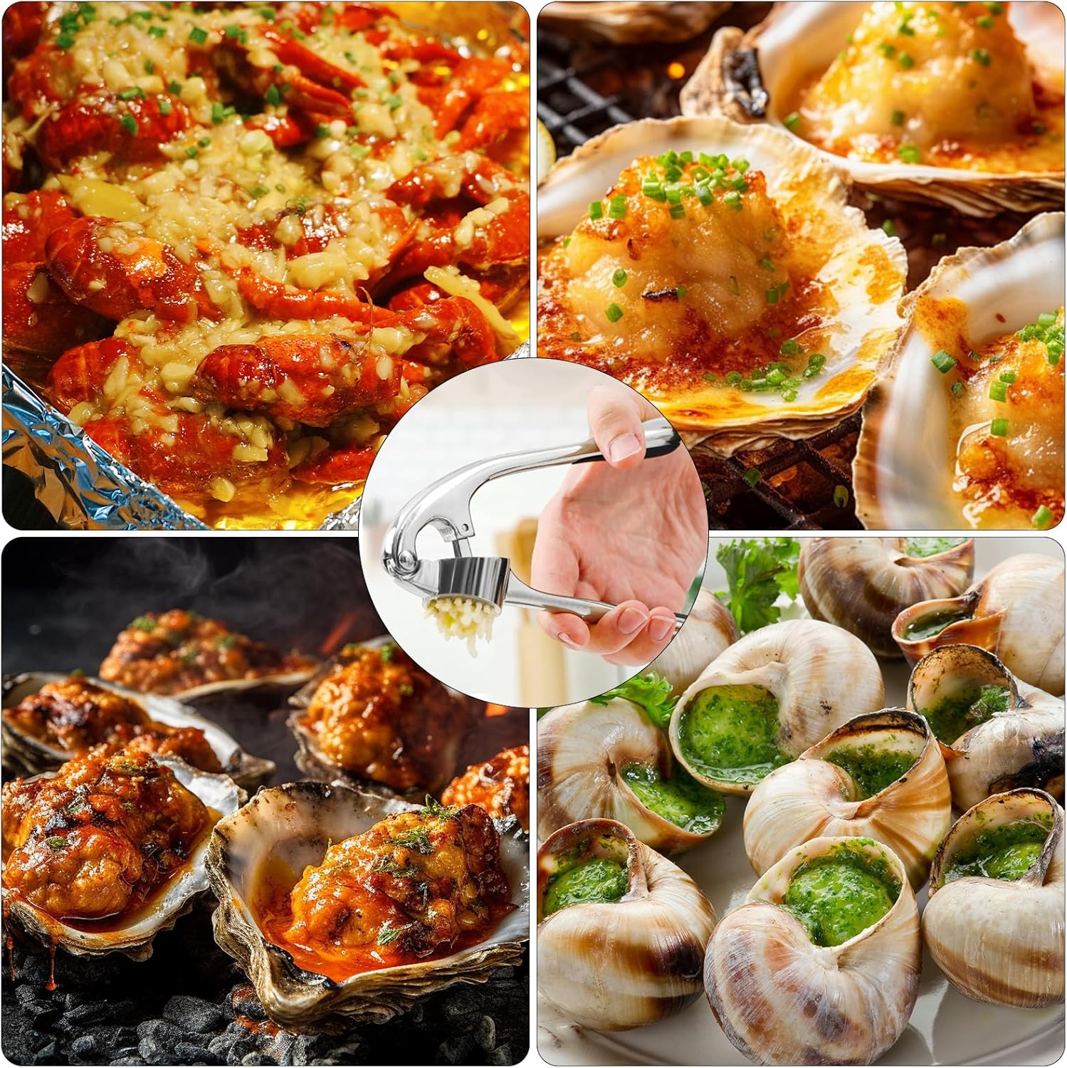 Presse-ail Inox - professionnel, facile à nettoyer, argenté, durable