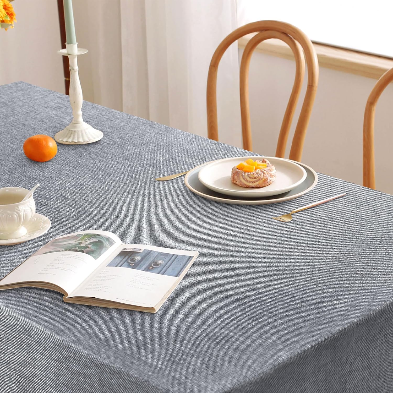 DWCN - nappe lavable rectangulaire 135x200 cm, imperméable, gris aspect lin