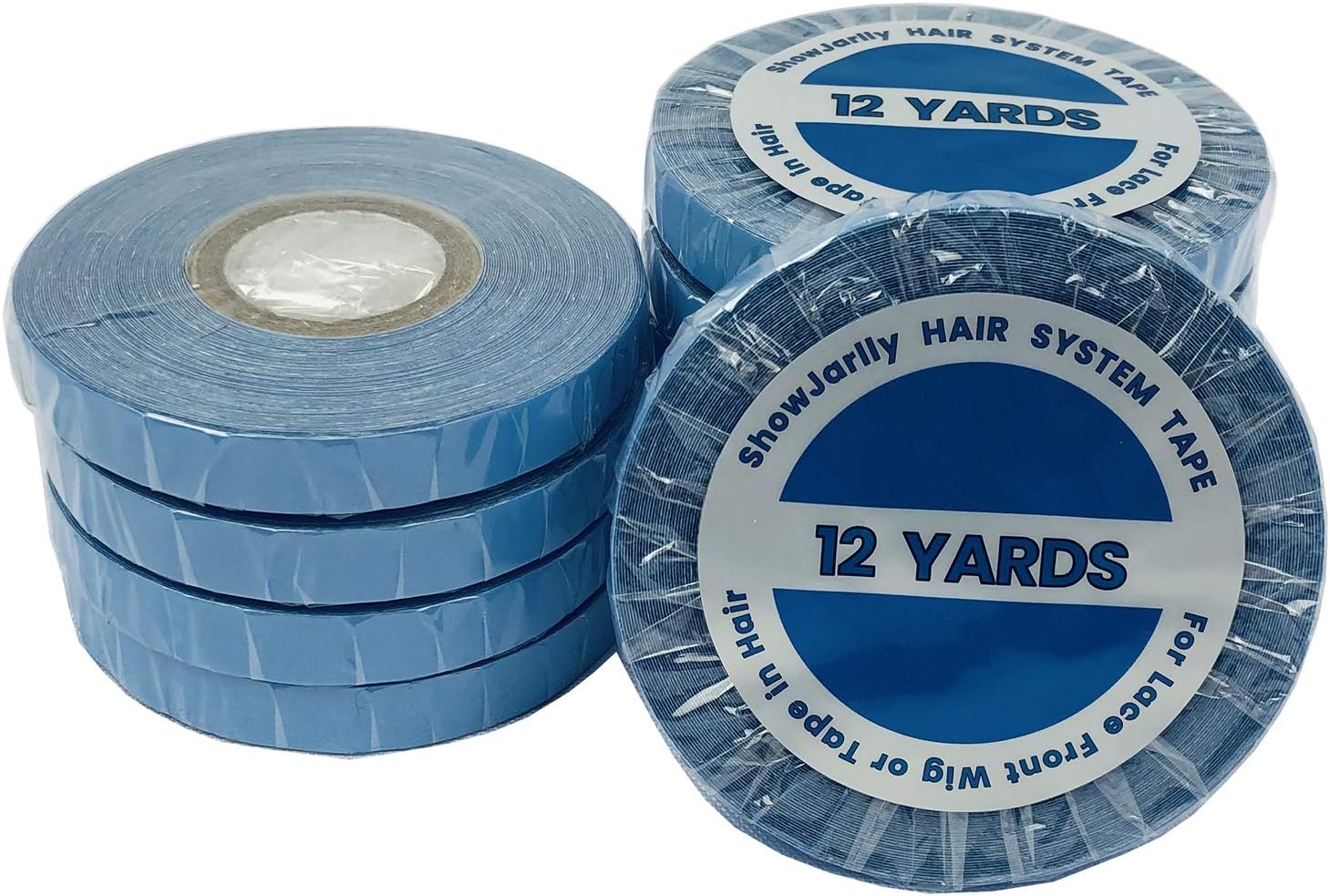 ShowJarlly - ruban adhésif lace front bleu - 0,8cm x 12Y - double face, fixation longue durée