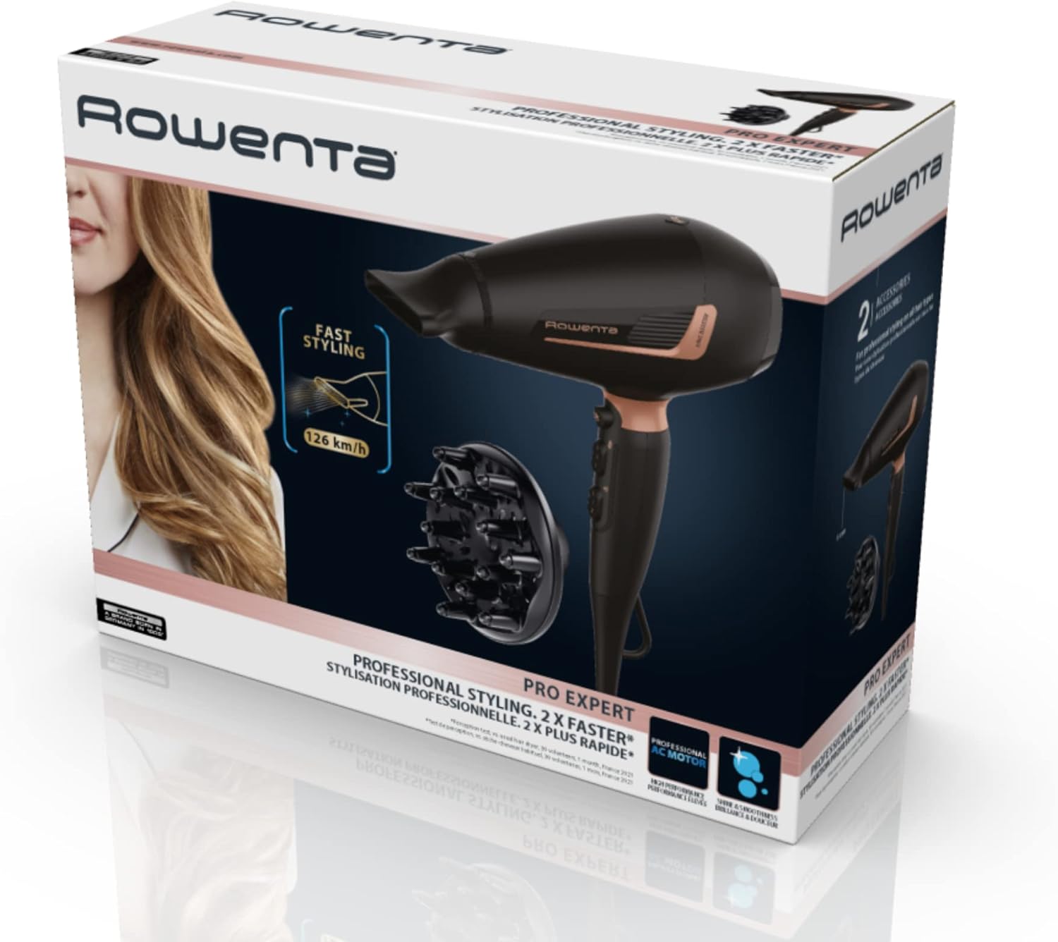 Rowenta - Pro Expert - 2200W, moteur AC, ionique, air froid, 2 accessoires - CV8830F0