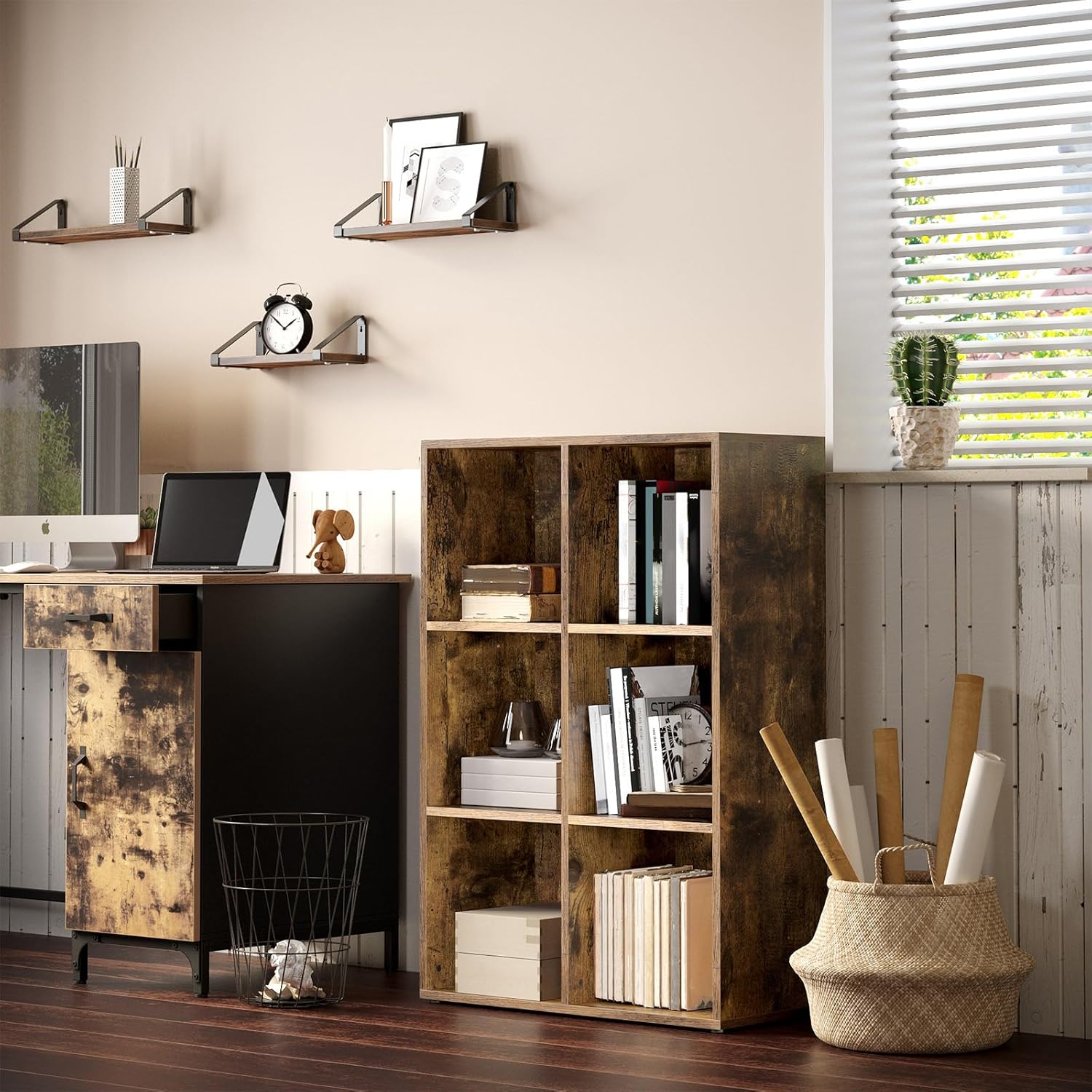 VASAGLE - bibliothèque cubique 6 compartiments, bois, 97x30x97 cm, LBC203BX