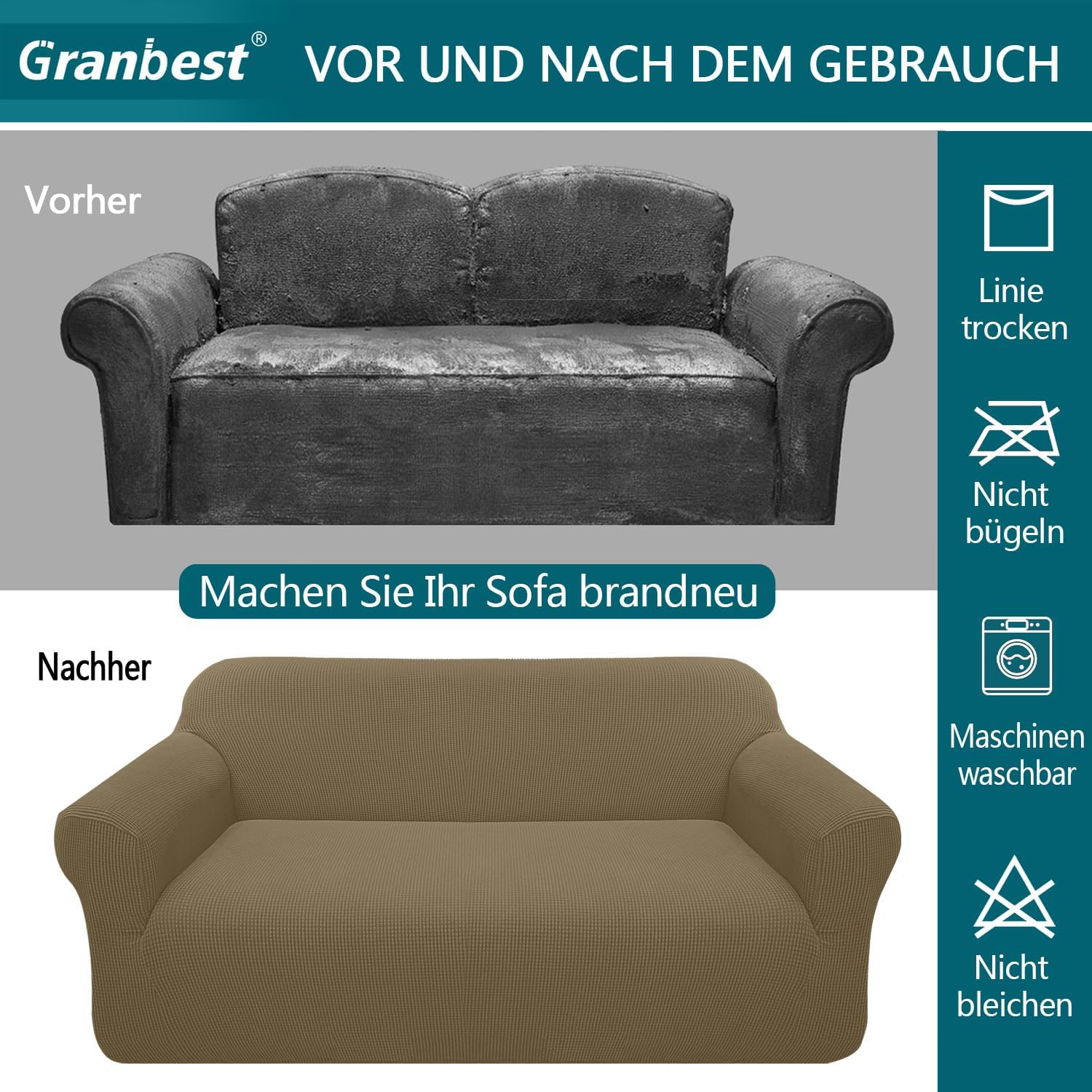 Granbest - housse canapé jacquard extensible 4 places - protection animaux