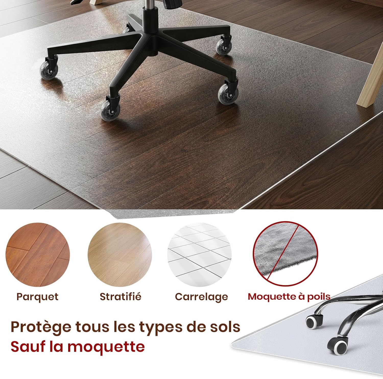 COSYLAND - Tapis de sol effet givré - 90x120cm - Antidérapant, protège-parquet