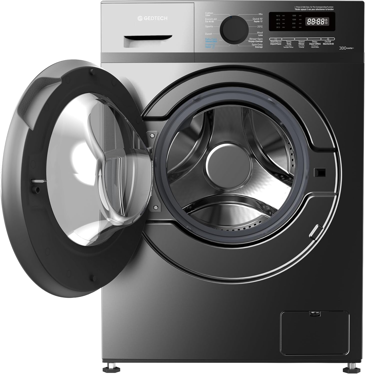 GEDTECH - Lave-linge frontal 7kg, 1200 tr/mn, 16 programmes, éco, GLL71200BL