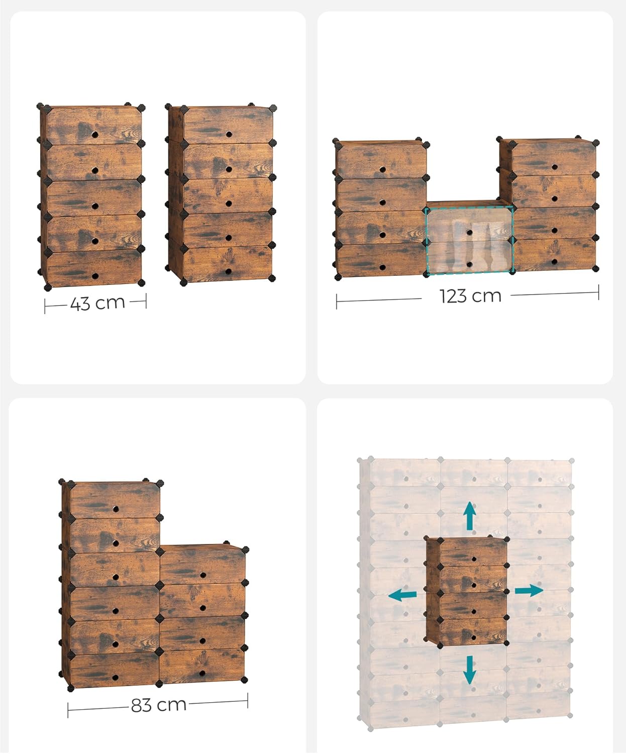 SONGMICS - meuble chaussures modulable 10 compartiments, 20 paires, LPC010A01
