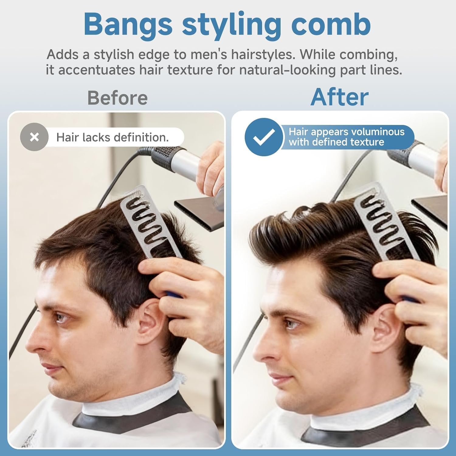 Peigne à texture homme - dents larges - pliable - volumisant et précis