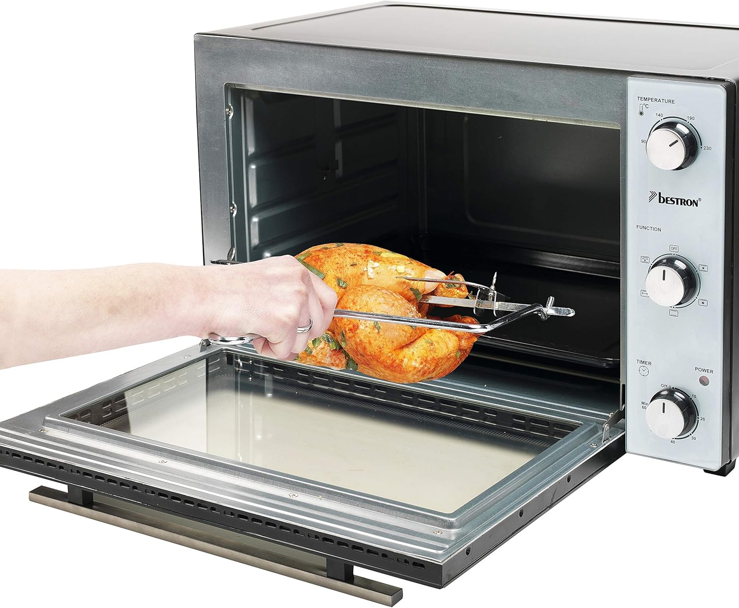 Bestron - Mini-four 2en1 rôtissoire, inox, 45L, 1500W, noir