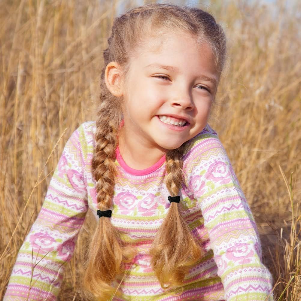 Élastiques cheveux – lot 100 pcs – épais sans couture noir – polyester