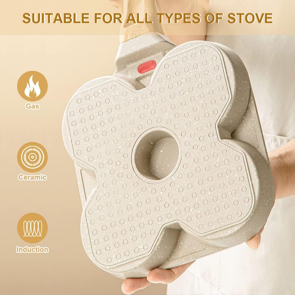 Poêle à pancakes - 4 emplacements - aluminium antiadhésif - blanc