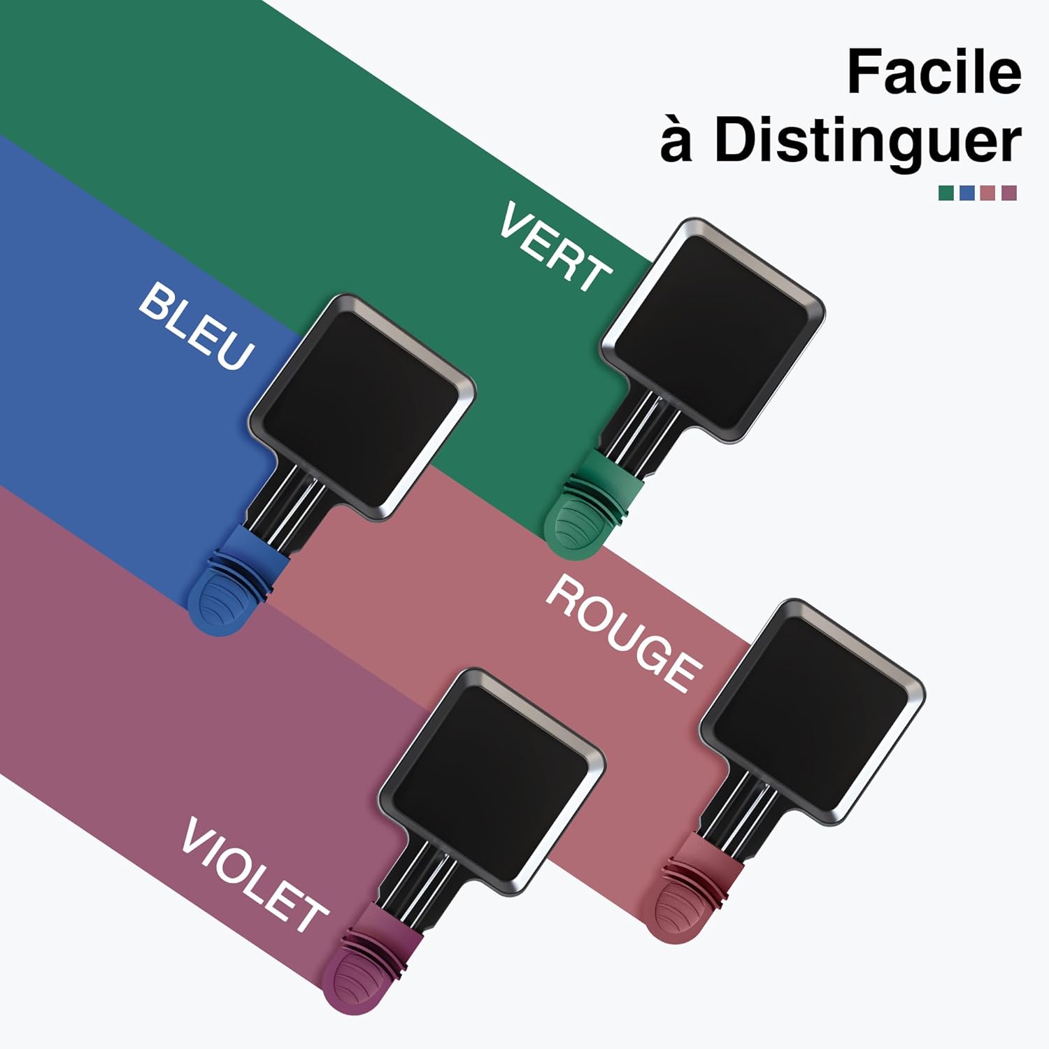 Poêlons à raclette carrés - mini format - revêtement antiadhésif, poignées colorées, 4 spatules, compatible lave-vaissel