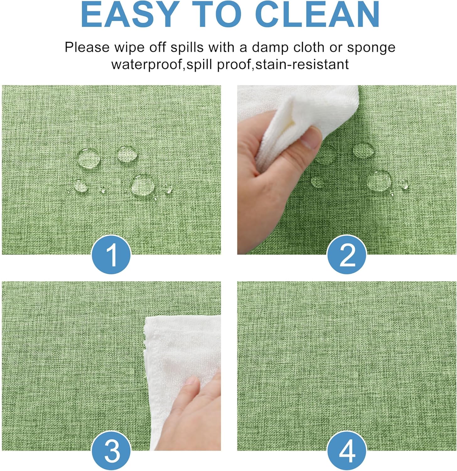 DWCN - effet lin, vert clair - 160 cm rond - imperméable, anti-taches