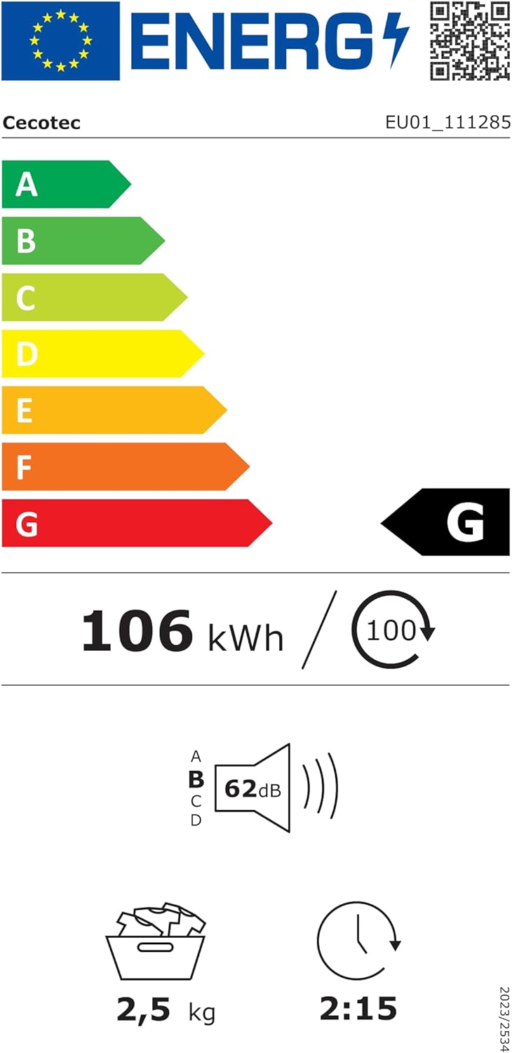 Cecotec - Bolero DressCode Dry Mini - compact 2,5 kg - 6 programmes, séchage rapide 3150V