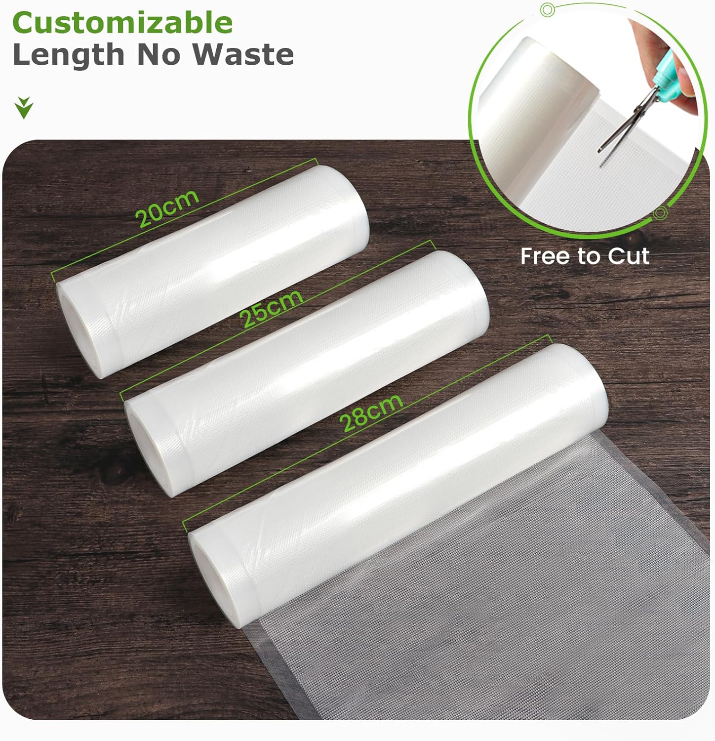 Diboniur - sacs sous vide alimentaire - 28/25/20x300cm - réutilisables, compatibles toutes machines