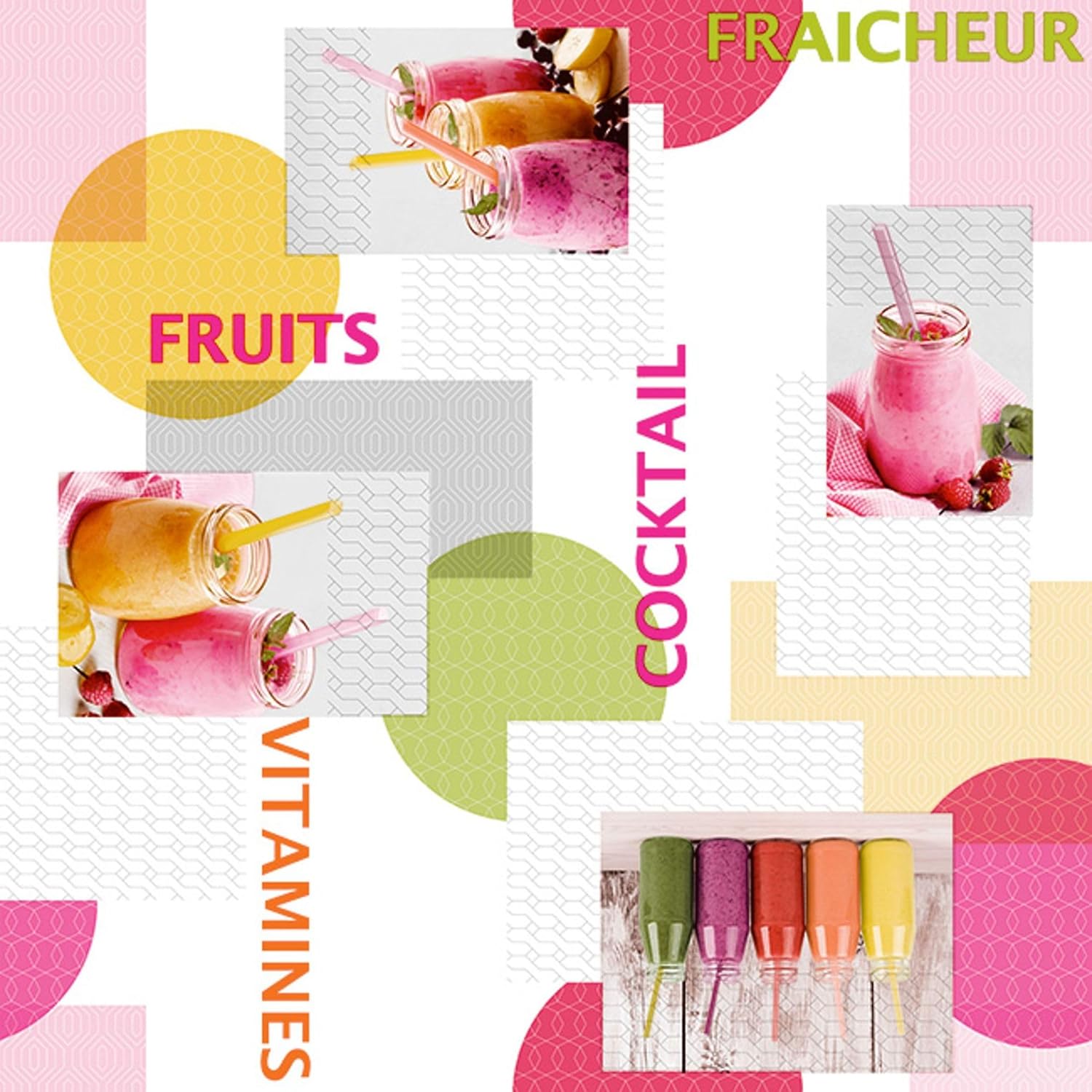 Nappe en toile cirée - rectangulaire Cocktail Multicolore 180x140 cm - anti-taches, imperméable, facile d'entretien