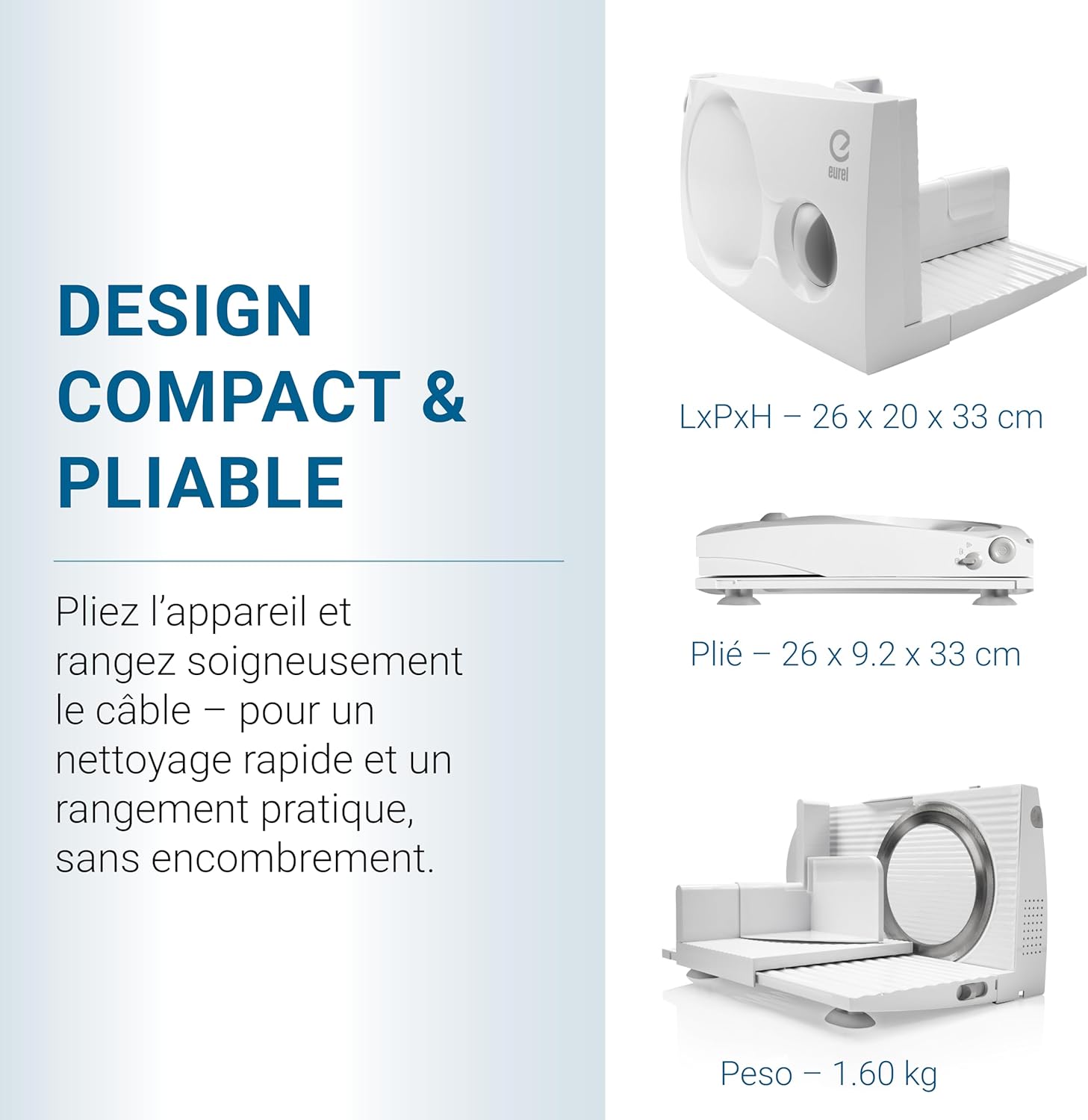 EUREL - trancheuse pliable Ø170mm, lame inox, ép. réglable - RS46