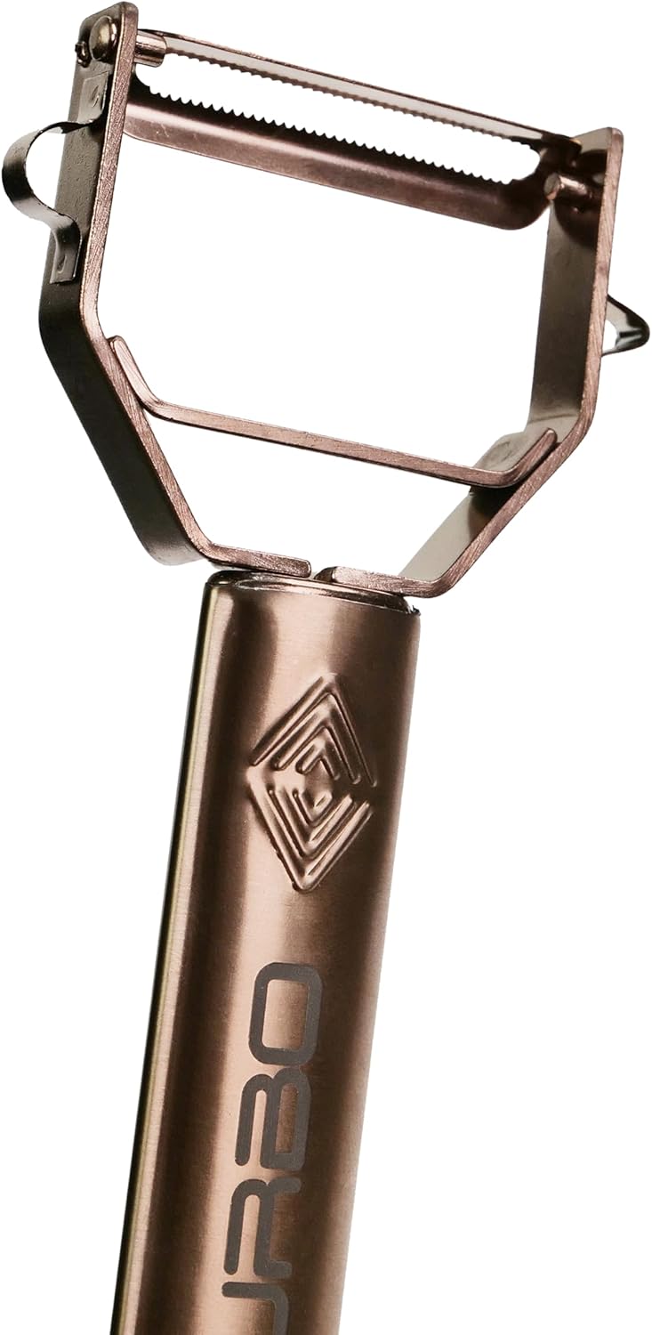 TURBO PRODUKTE - éplucheur 3 en 1 inox rosé - lame pendulaire ambidextre