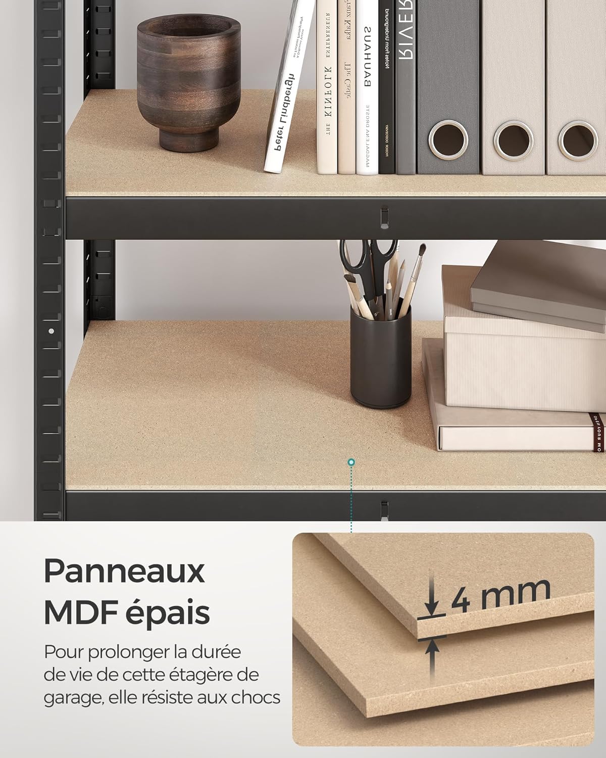 SONGMICS - étagère rangement 4 niveaux, 40x80x160cm, 520kg, GLR044B02