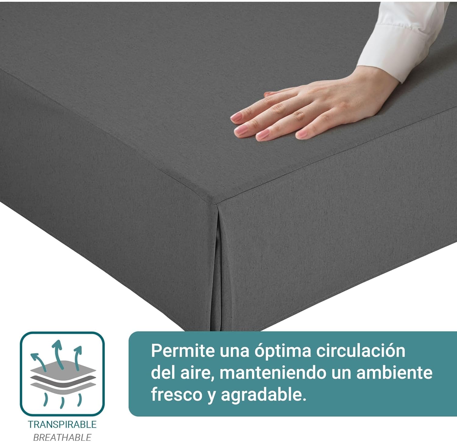 Housse de canapé - 180x190/200 cm - fabriquée en Espagne, grise, antidérapante, respirante