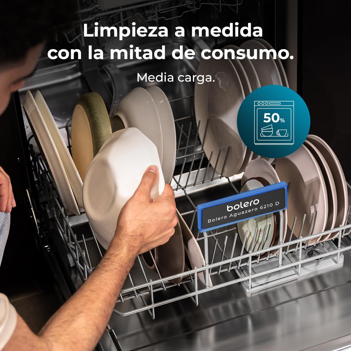 Cecotec - Bolero Aguazero 6210 D - 60cm - lave-vaisselle 15 couverts, écran FullColor XXL, Dual Zone, Aquastop, sécurité