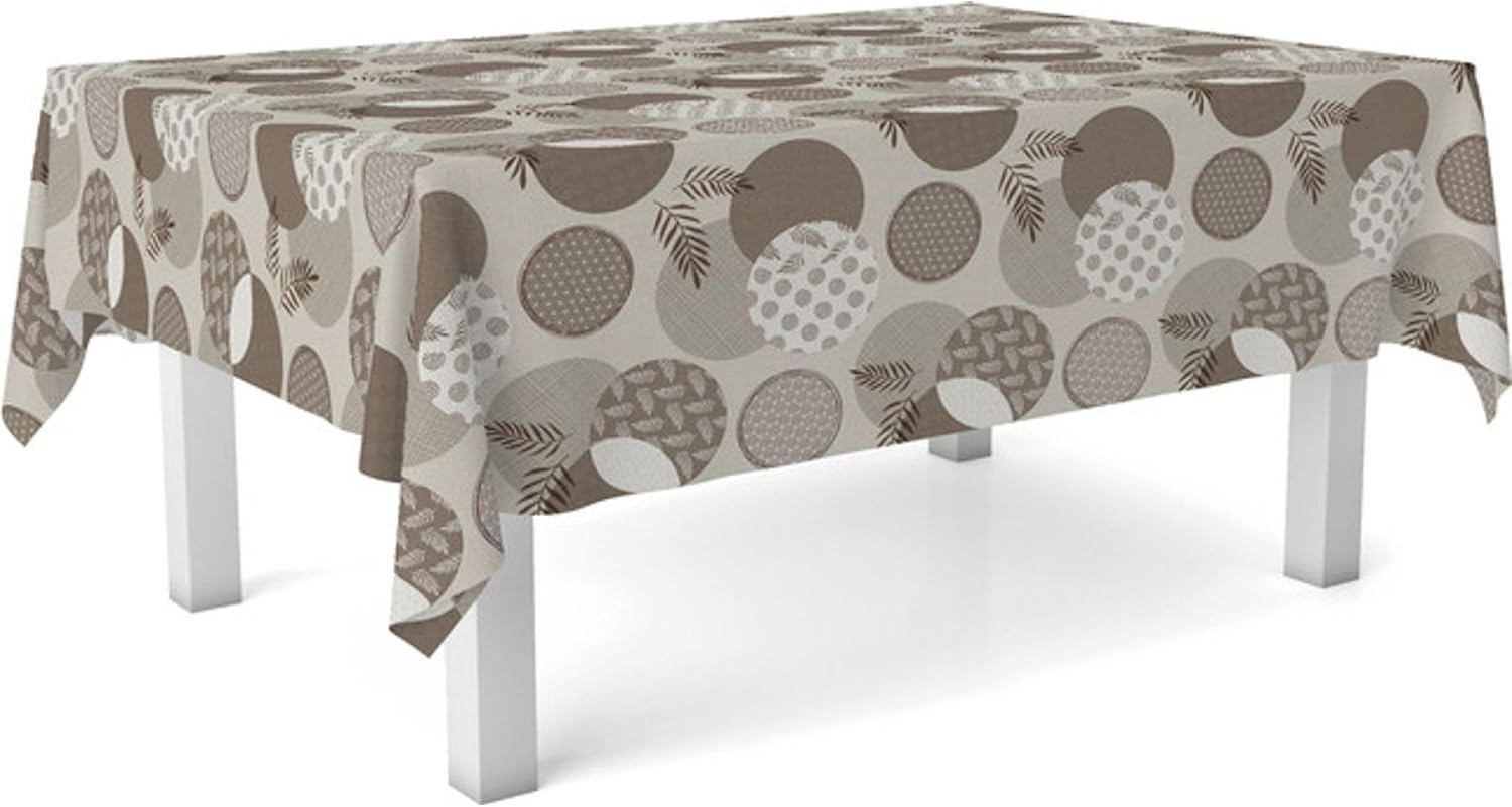 Nappe en toile cirée – rectangulaire Lens Brun – 240x140 cm – anti-taches, imperméable