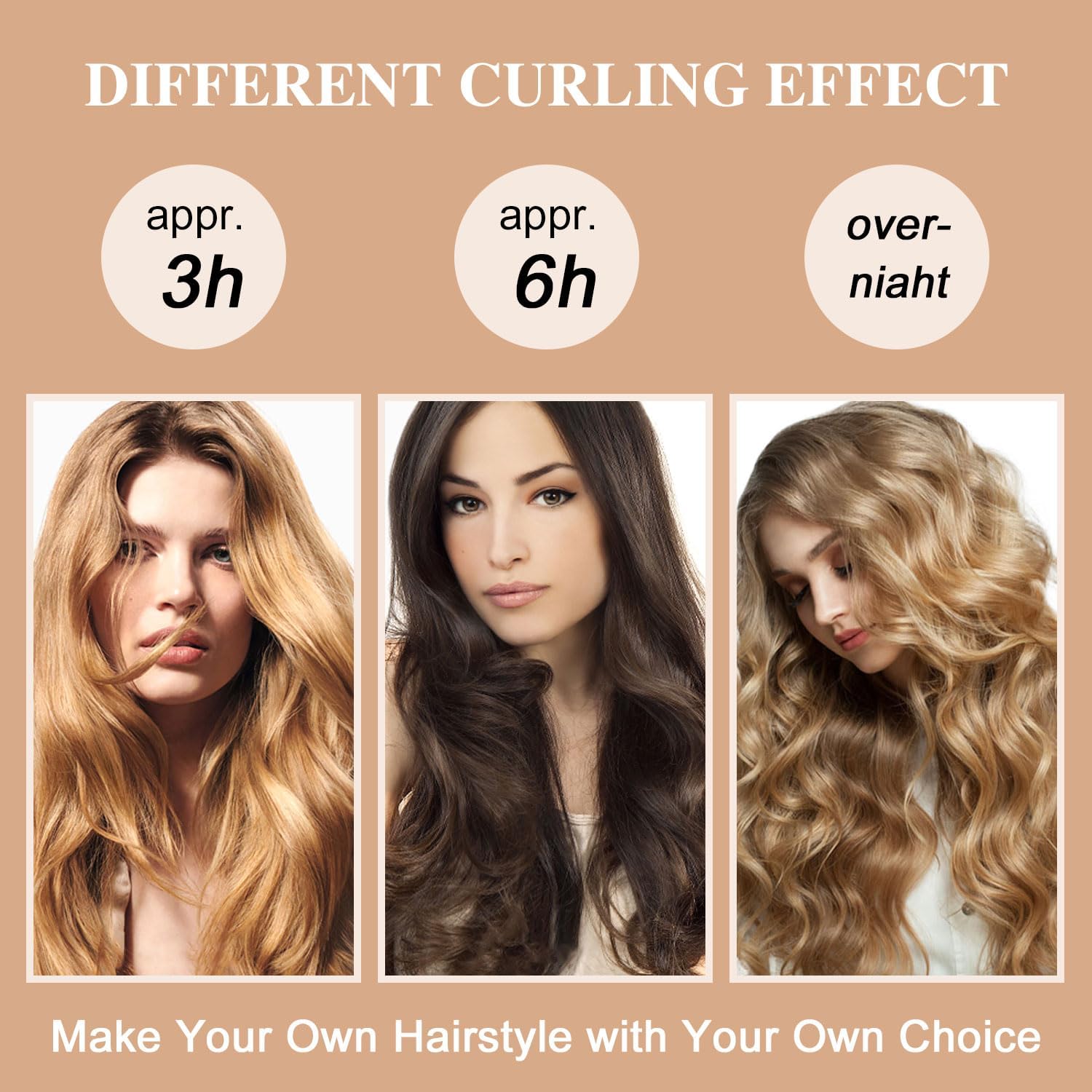 Boucle cheveux sans chaleur - lot de 4 - tous types, overnight, boudins