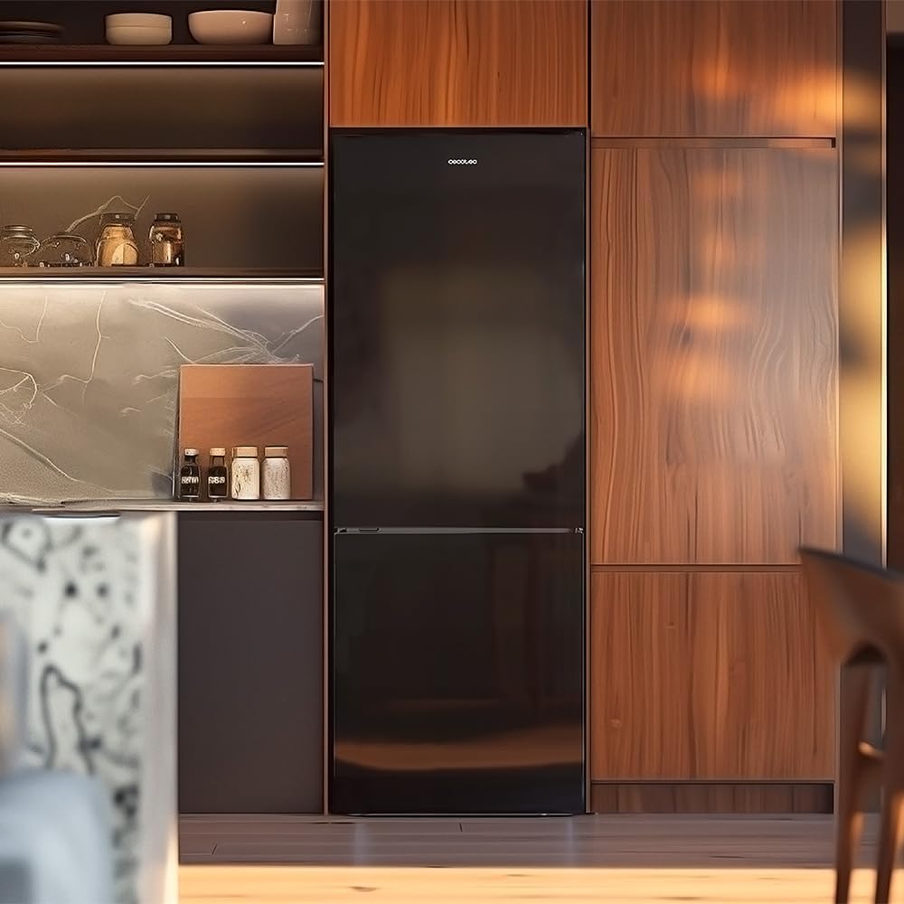 Cecotec - Bolero CoolMarket 250L - 250L - No Frost, Inverter, Multi Airflow, Humidity Box, Black Glass, Classe D