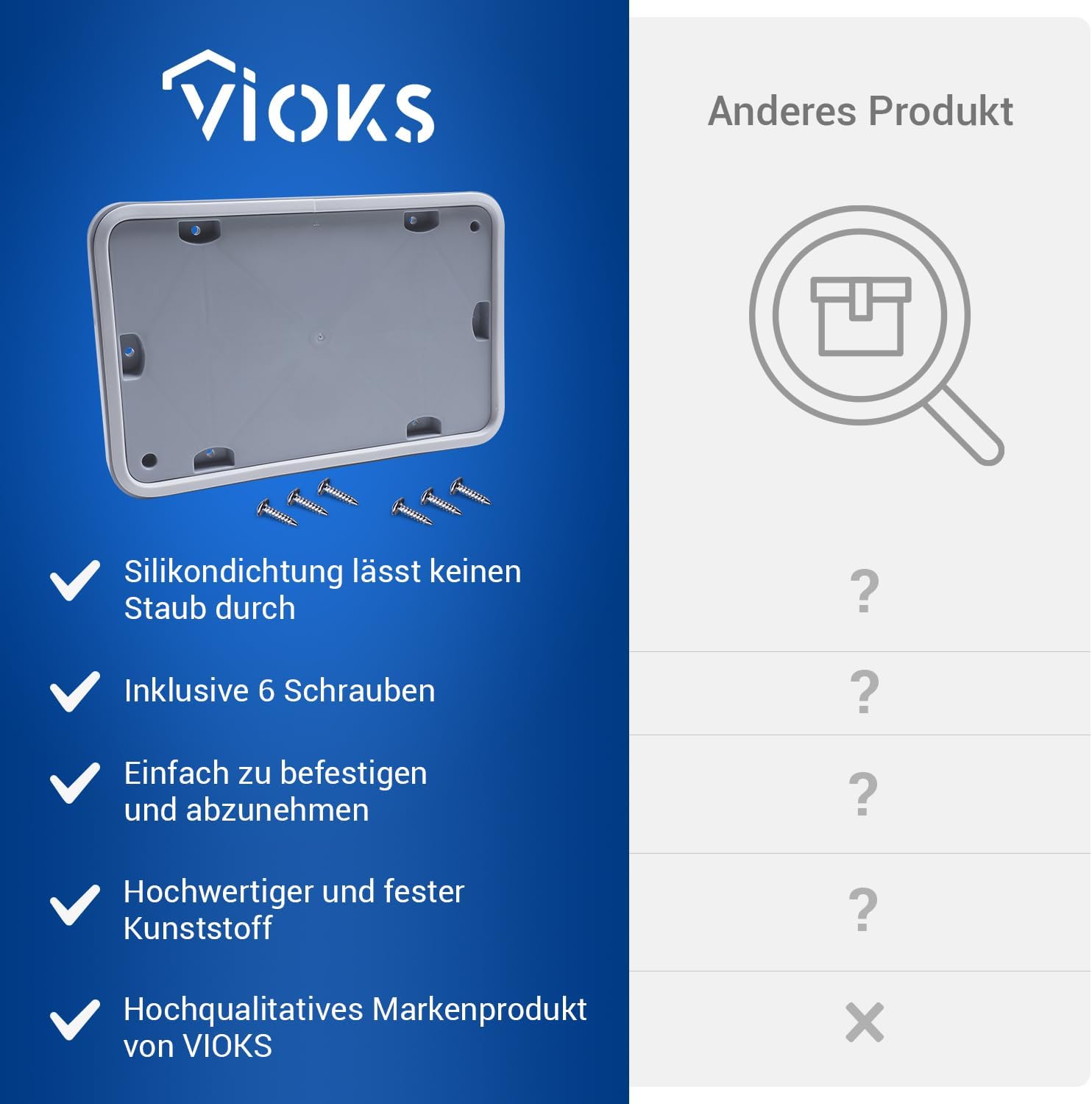 Vioks - porte de service pour sèche-linge 225x145x6mm, 6 vis incluses