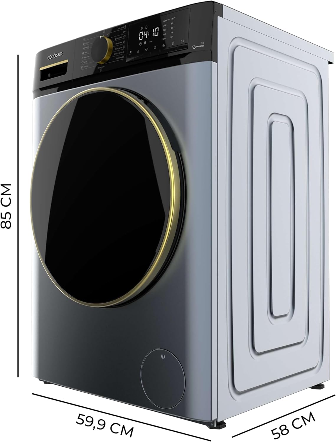 Cecotec - Bolero Dresscode 9610 - lave-linge 9kg, 1400RPM, vapeur, Inverter, 2000W, A