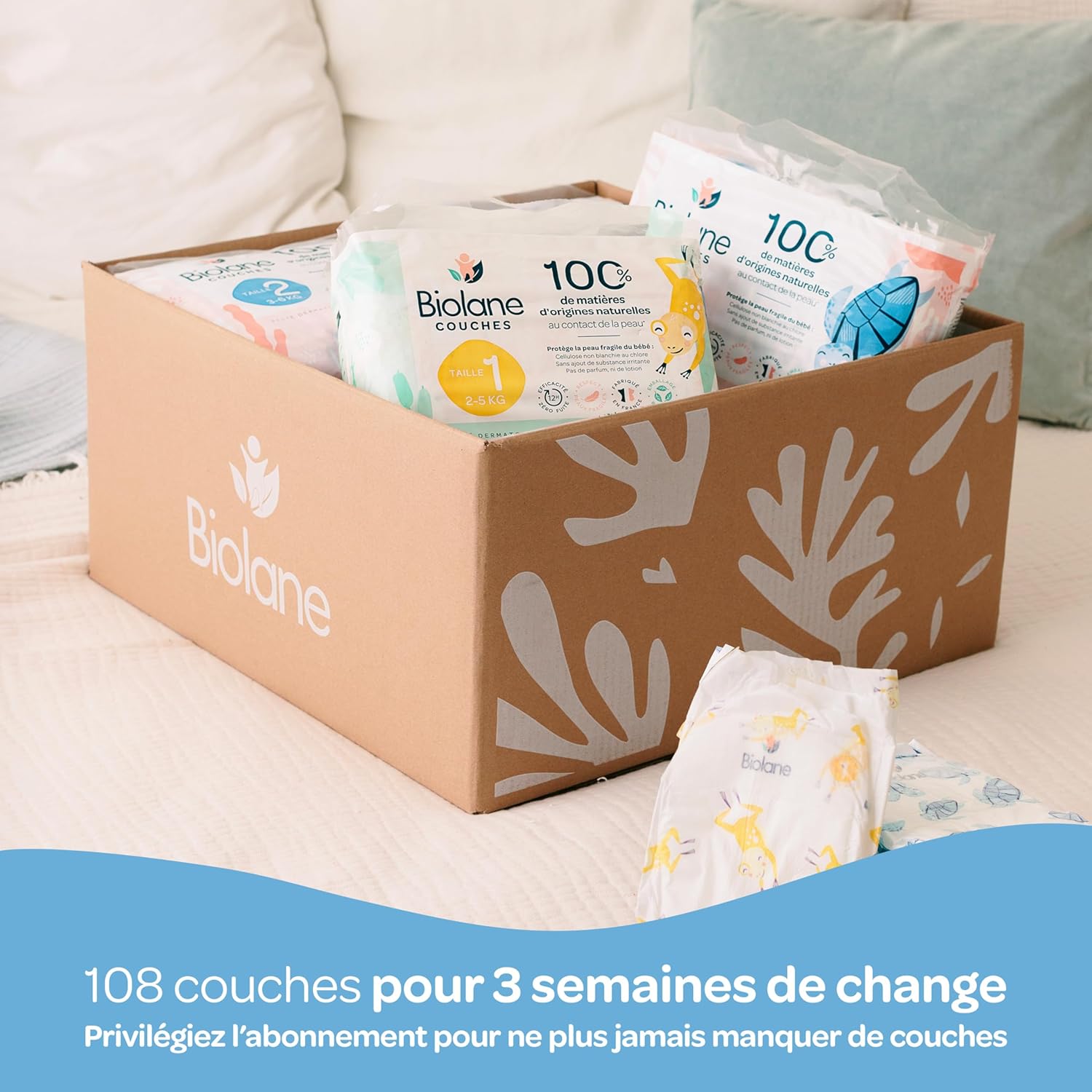 Biolane - Duo évolutif couches bébé T1&T2 - 2-6kg - Ultra absorbantes peaux sensibles