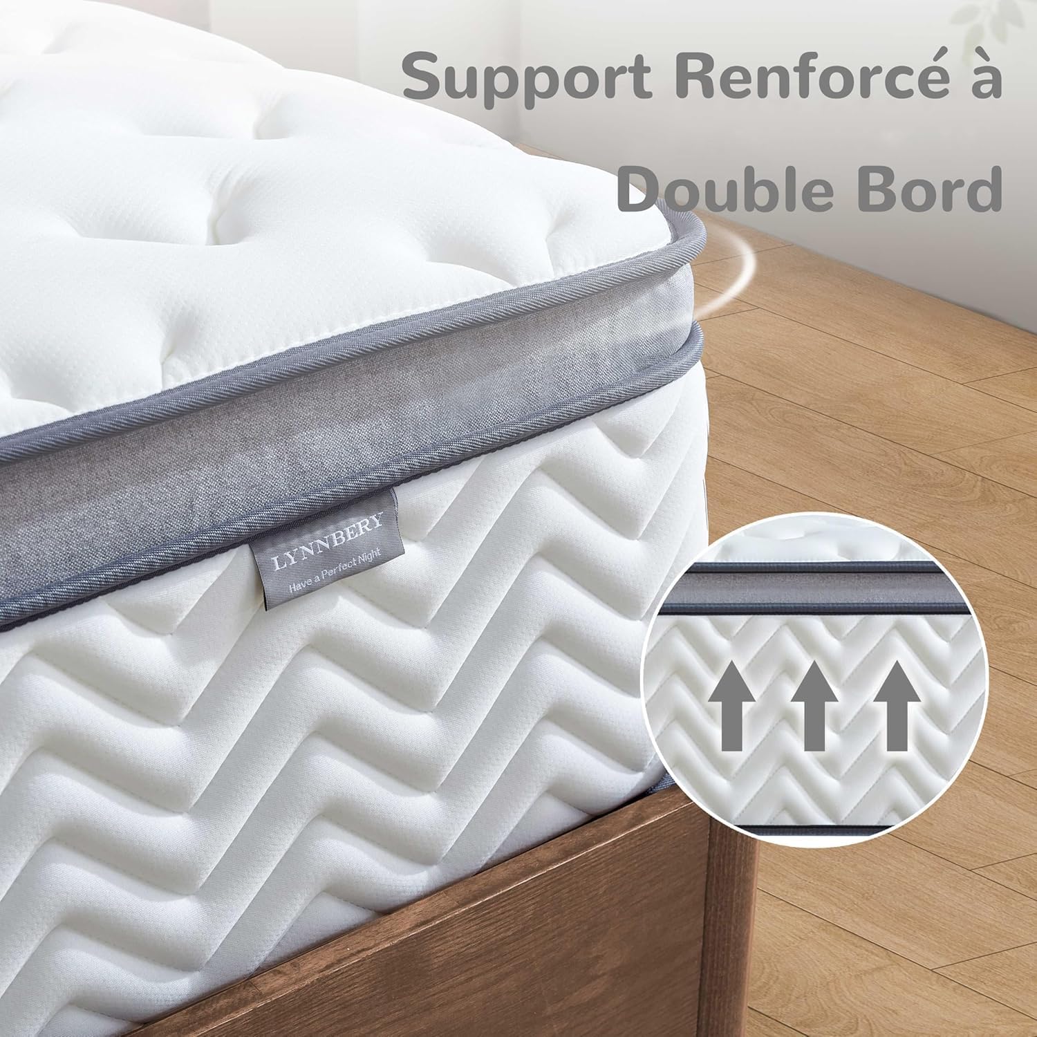 Matelas hybride 120x190cm, mi-ferme, mémoire de forme, hypoallergénique