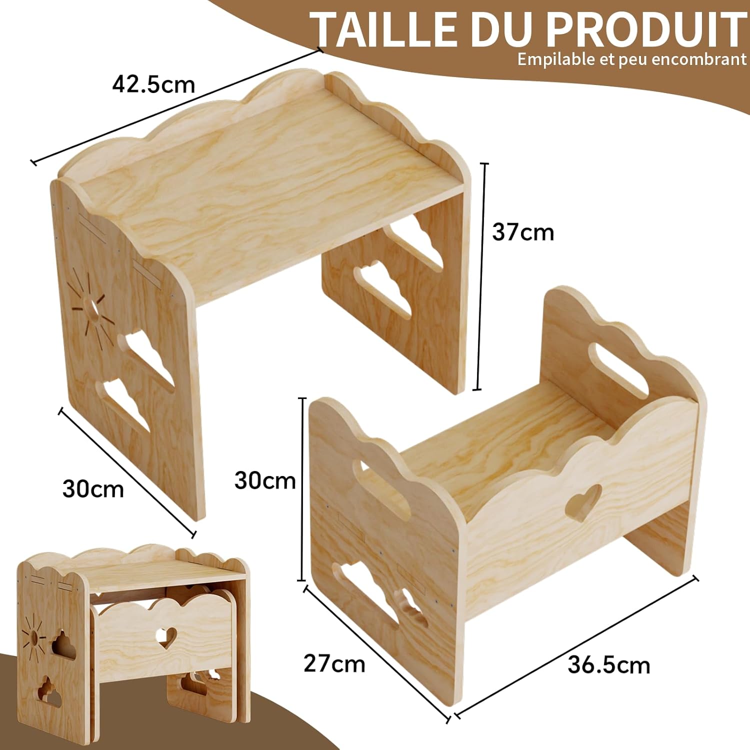 Table enfant - Montessori - compacte, facile à assembler, idéale repas/jeux