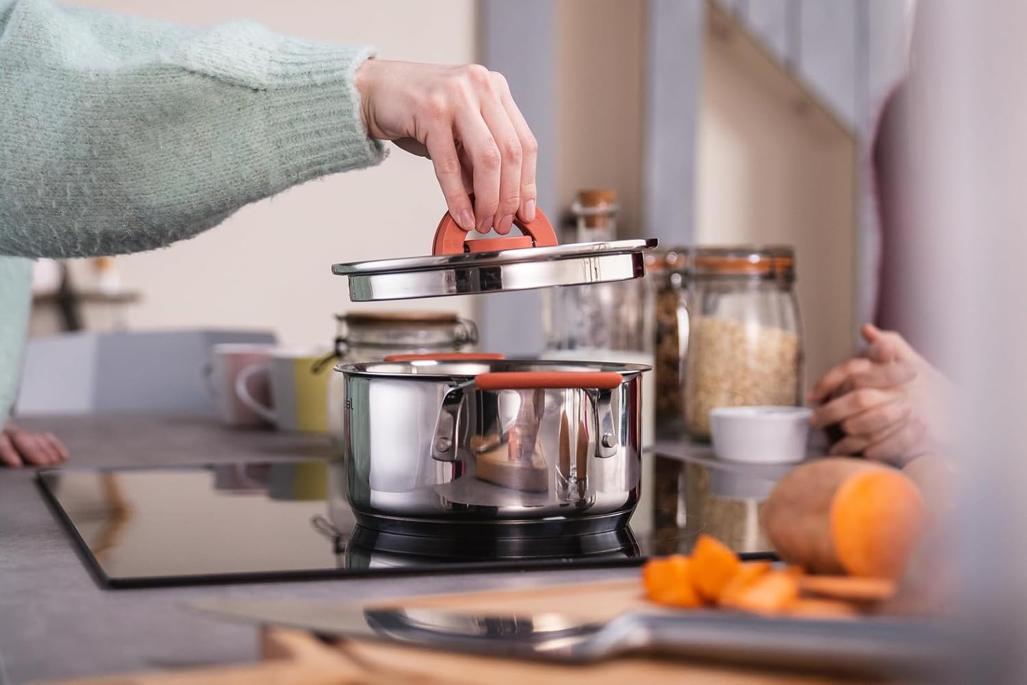 Tefal - Opti'Space batterie cuisine 13 pièces inox, induction, garantie 10 ans, G721SD74