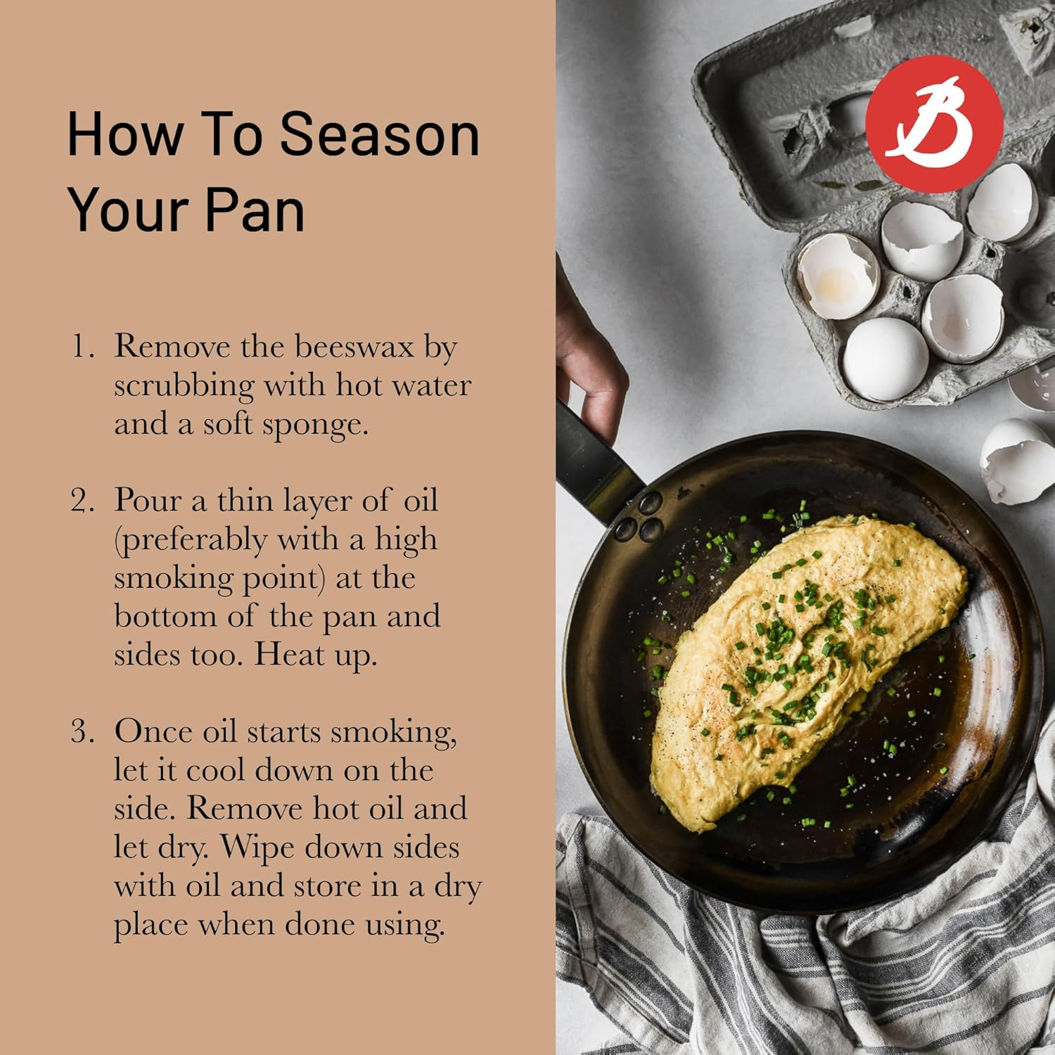 De Buyer - Mineral B - 30 cm - acier, sans PFAS, finition cire d’abeille