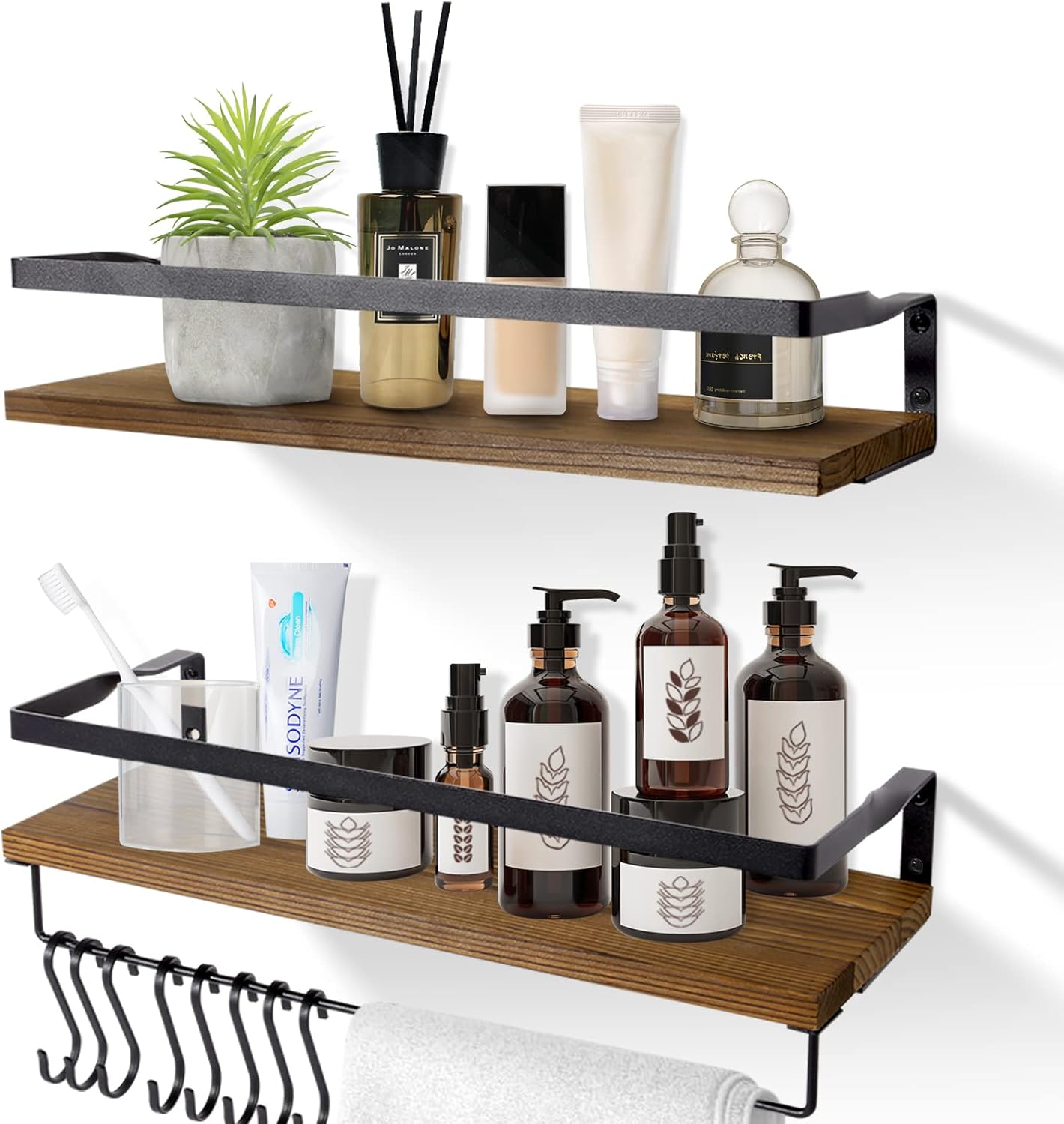 AGM - étagères murales bois, 2 pièces, 60x15cm, charge 15kg, AGM