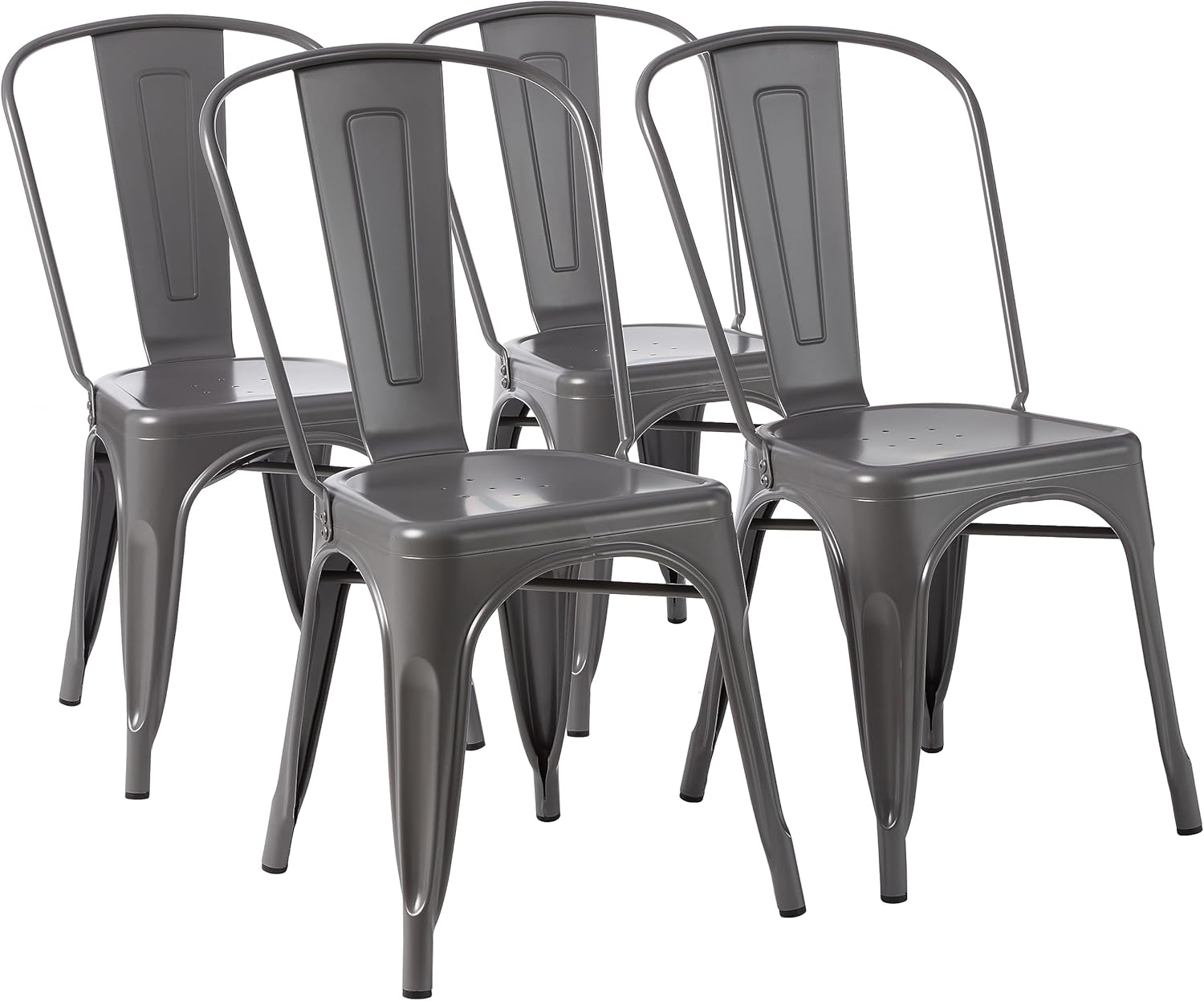 maxxidealz Basics - lot de 4 chaises empilables métal - 51x43x85 cm - dossier bistrot, intérieur/extérieur