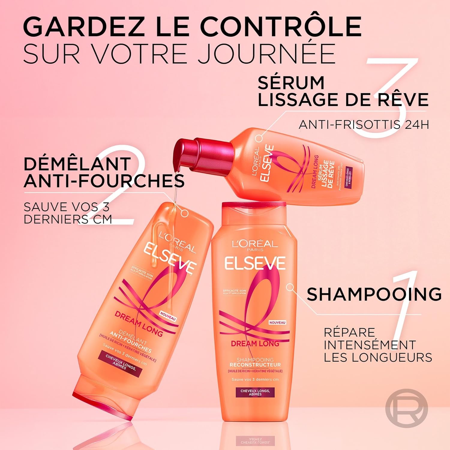 L'Oréal Paris - Dream Long - 100 ml - Sérum lissant, protecteur chaleur 230°, anti-frisottis, kératine végétale, beurre 