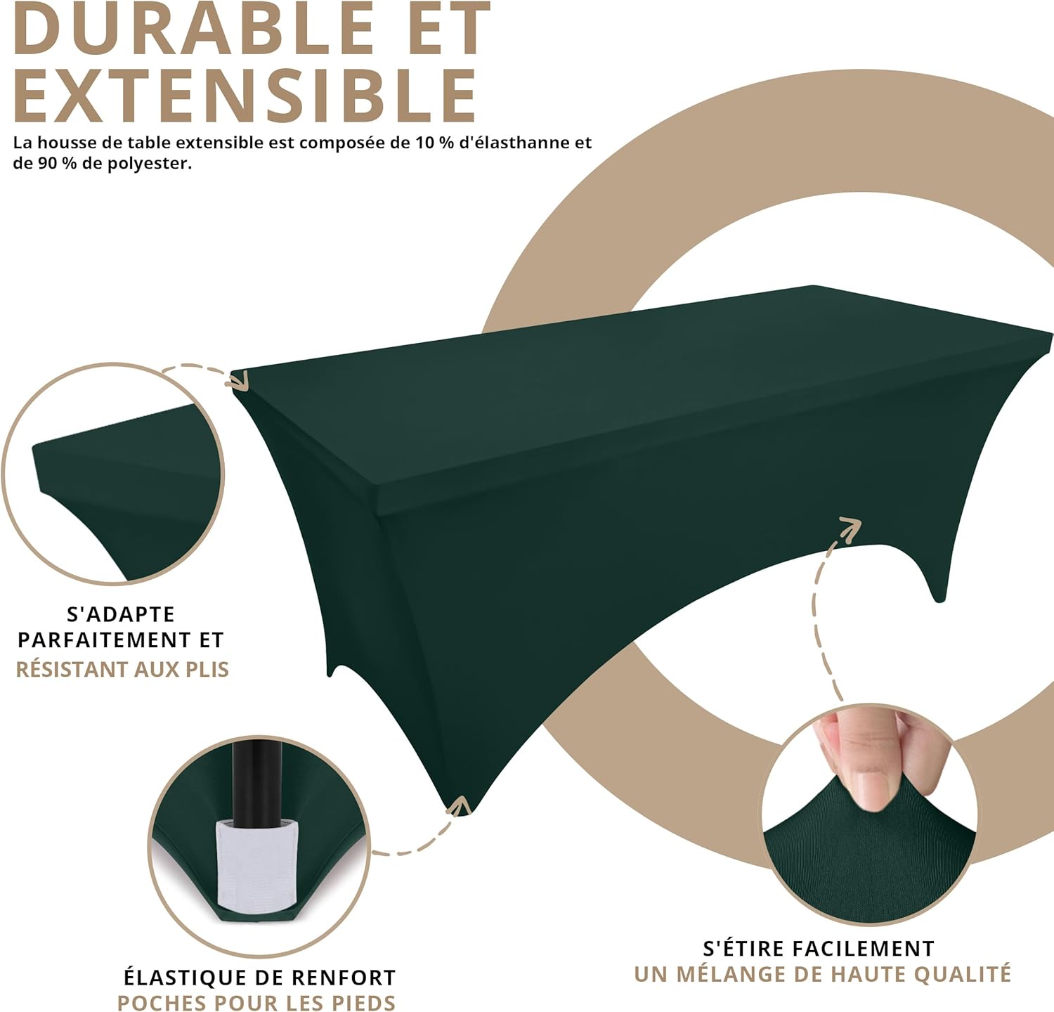 Utopia Kitchen - nappe de table extensible - 183 cm - polyester spandex lavable infroissable, lot de 2