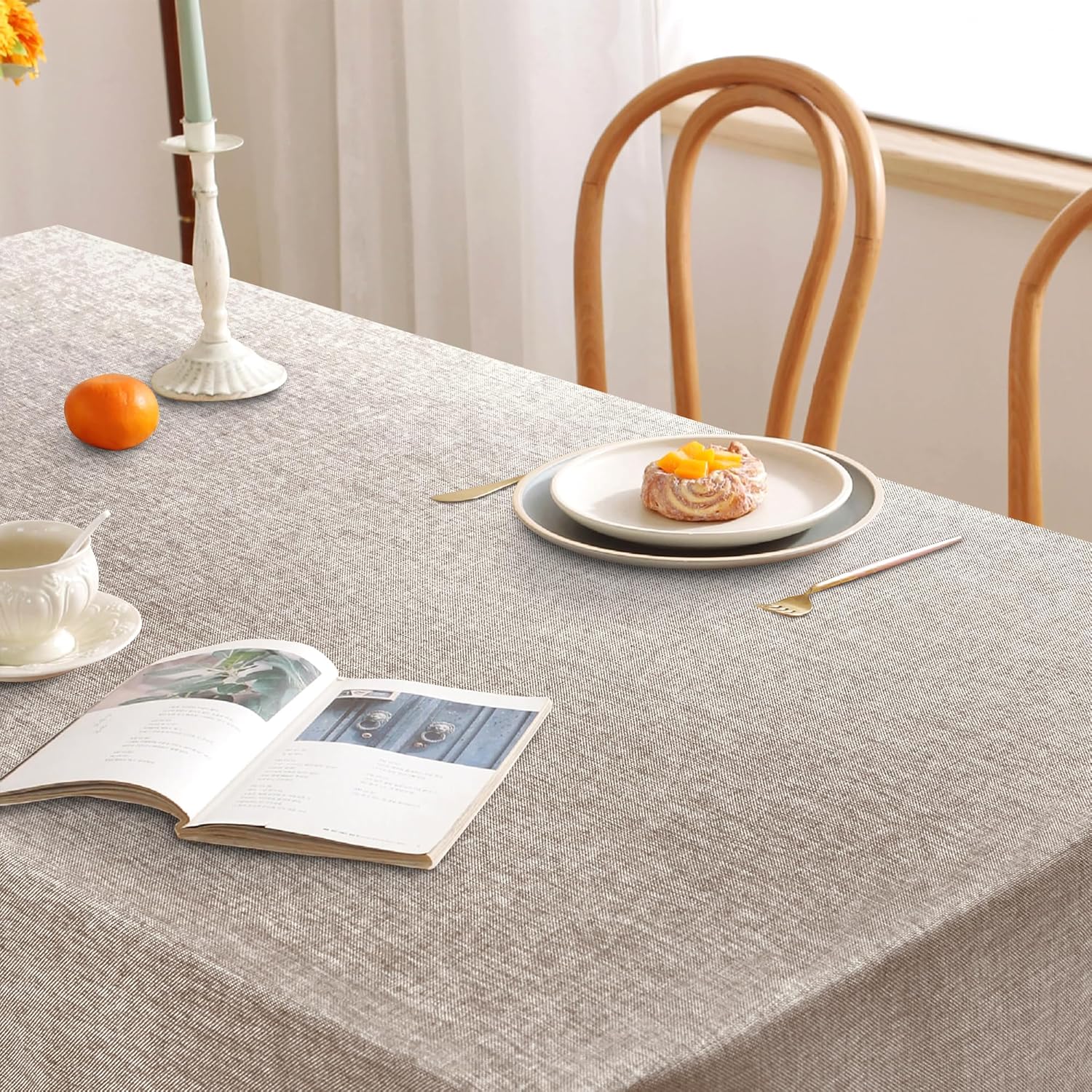 DWCN - nappe imperméable effet lin 135x200cm, anti-tache, lavable