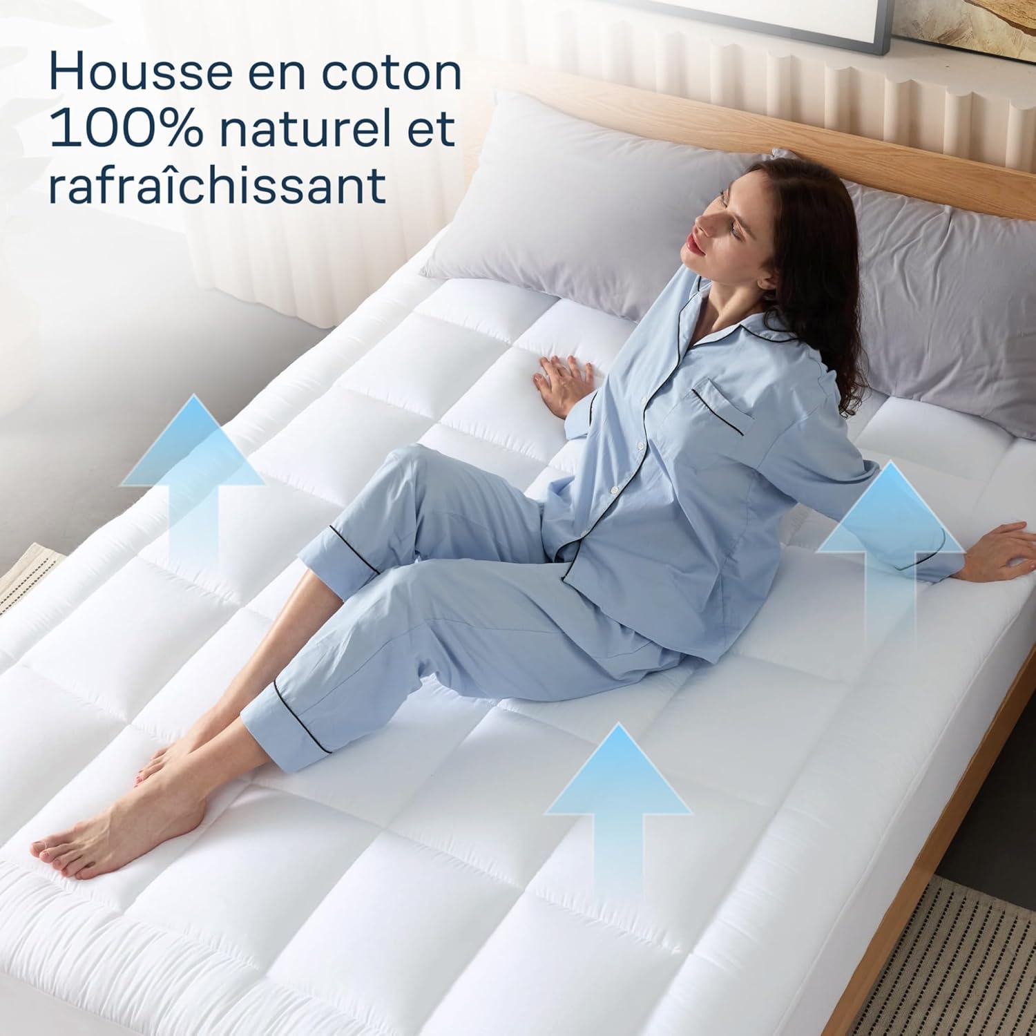 Surmatelas - double confort ultra-doux coton 140x190cm, respirant