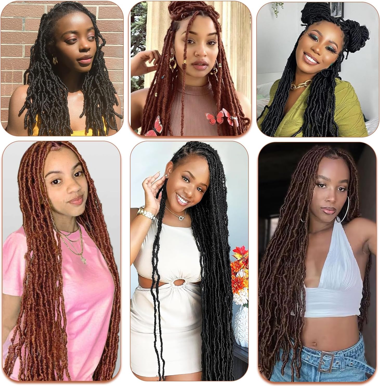 Faux Locks Crochet braids - 35,6 cm - 8 mèches souples, bouclées, naturelles
