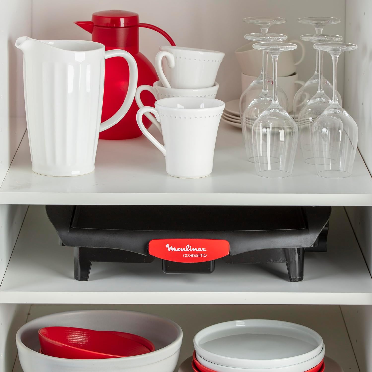 Moulinex - plancha Accessimo compacte - 1800W, antiadhésive, thermostat réglable, bac récupérateur - CB560811