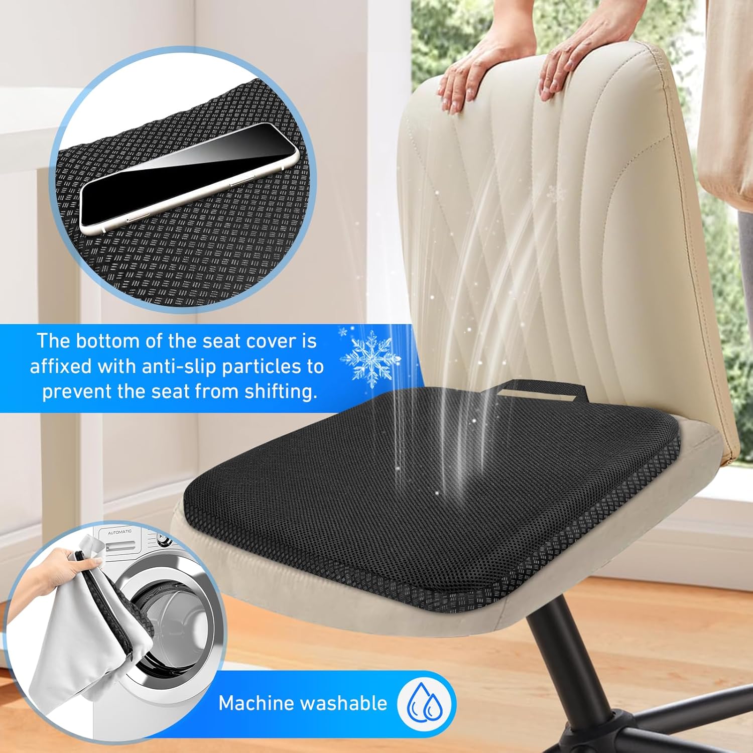 Vmingo - coussin de chaise gel respirant - housse antidérapante, soulage pression