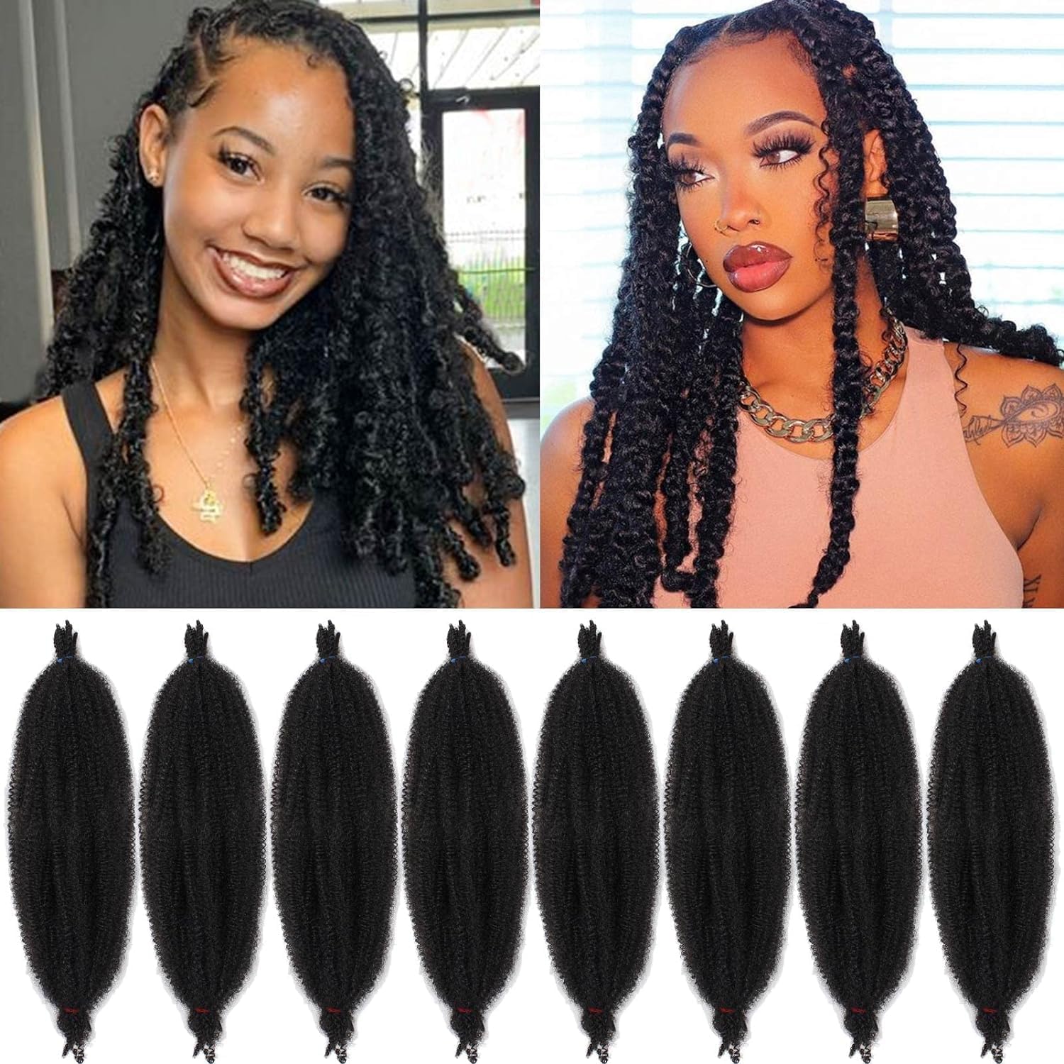 XTREND - extensions afro torsadées pré-séparées - 40,6 cm - lot de 8, synthétiques pour femme noire