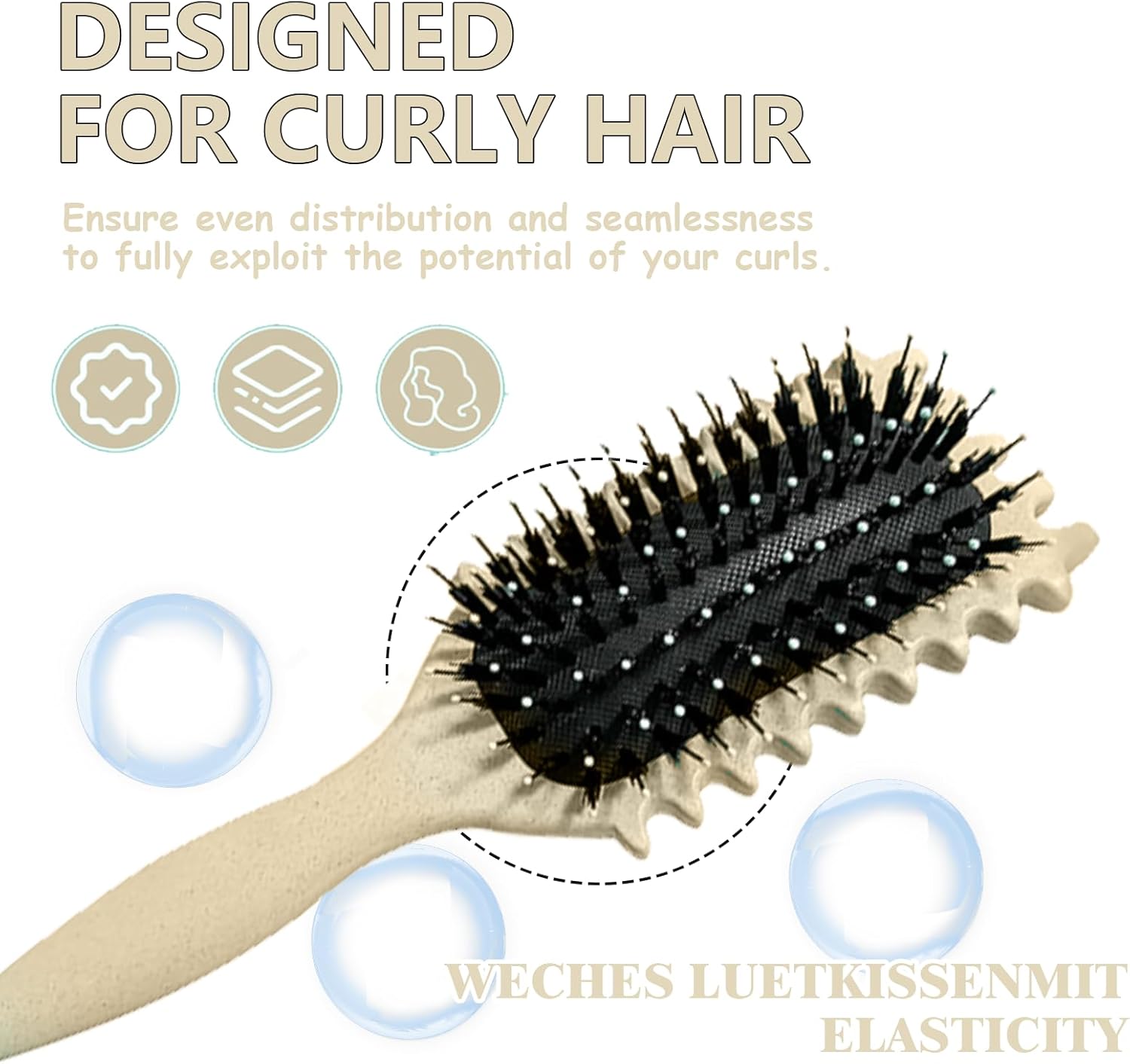 Brosse coiffante - boucles définies - 24cm - modèle beige, anti-frisottis