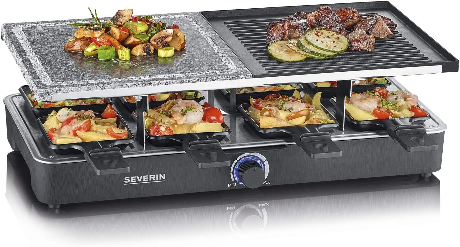 SEVERIN - Raclette 8 pers - pierre naturelle, plaque réversible, thermostat - RG 2371